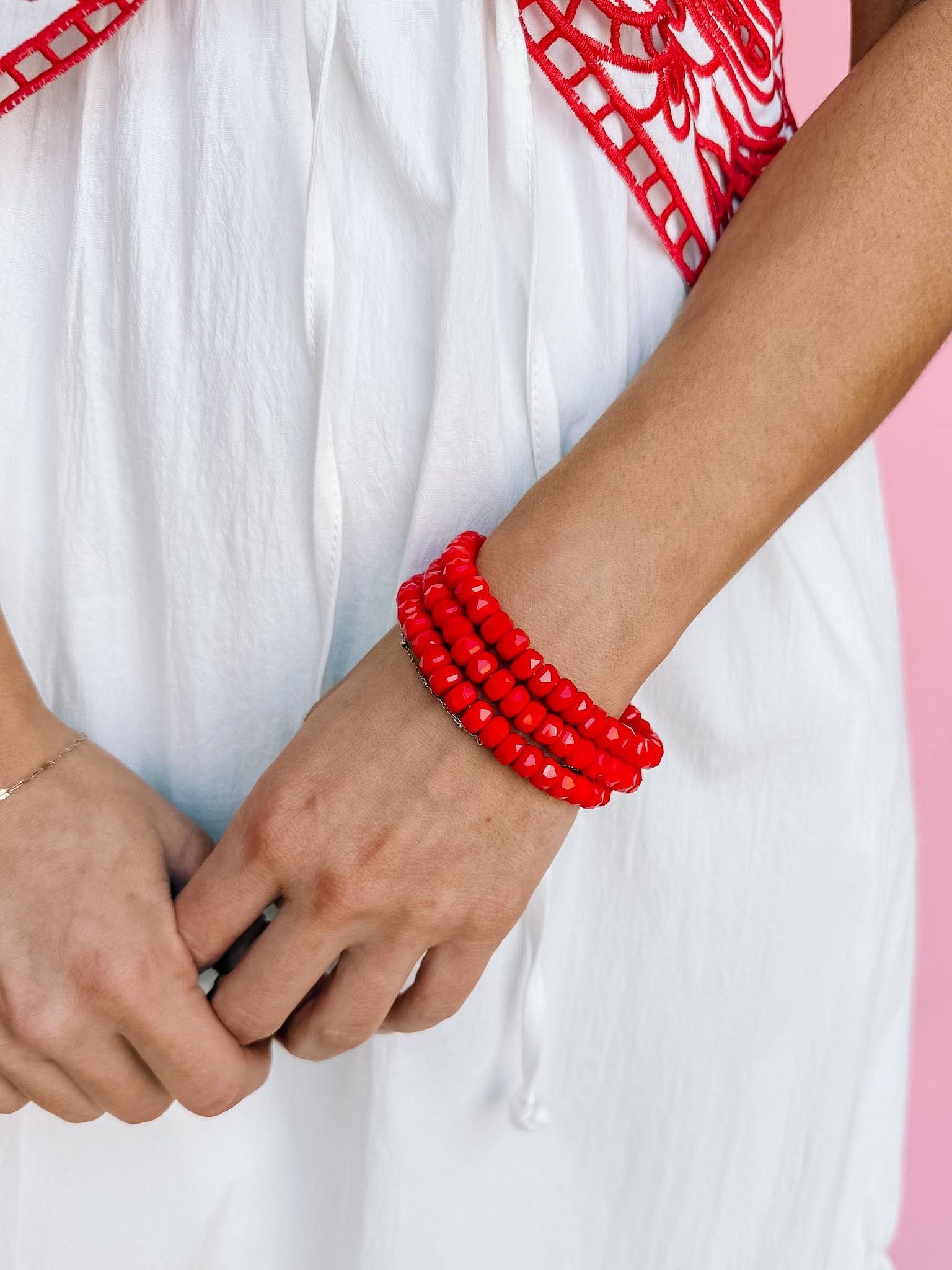Marsha Beaded Bracelet Set-Red