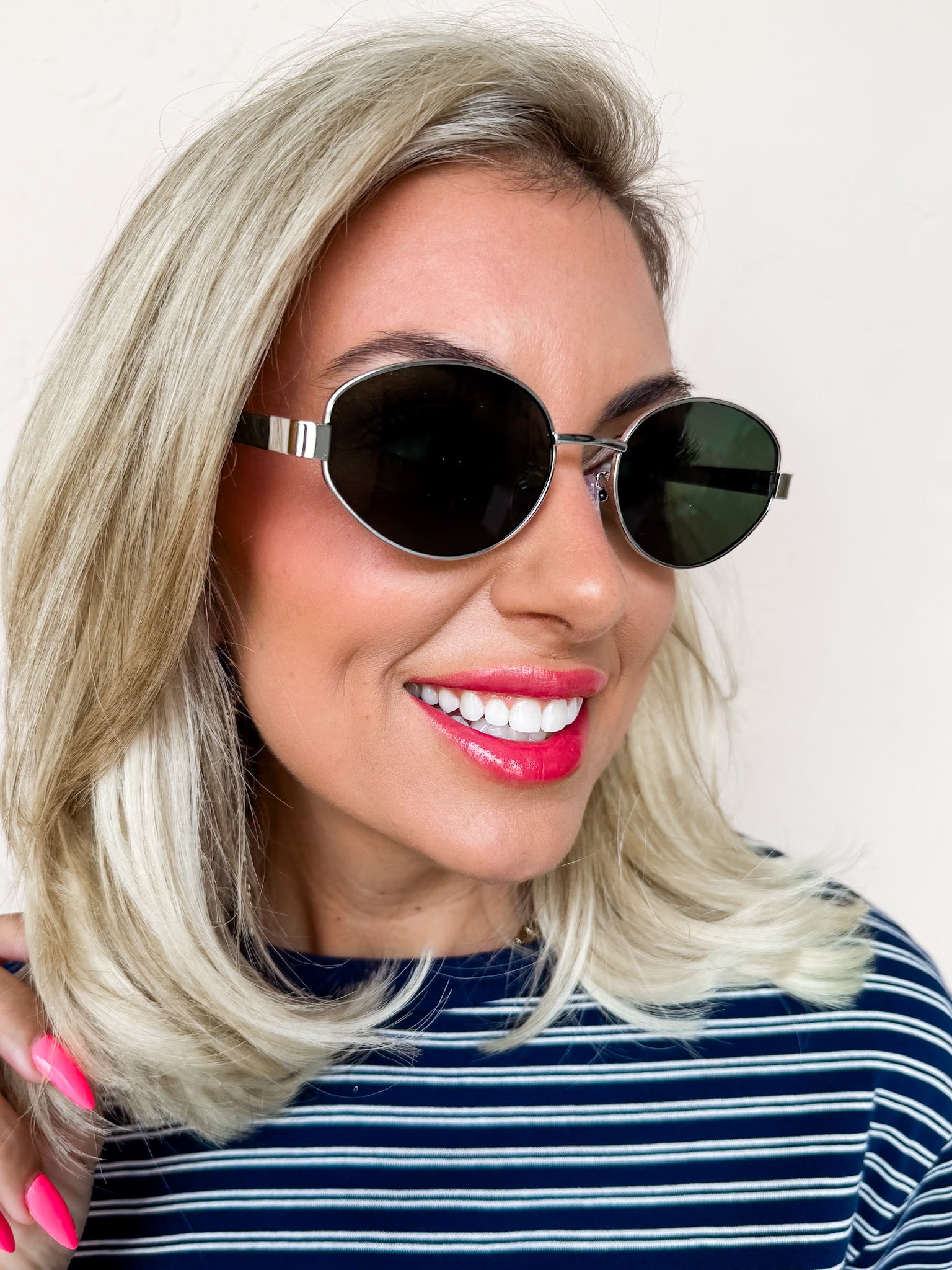 Melrose Sky Oval Lens Sunglasses-Green/Silver