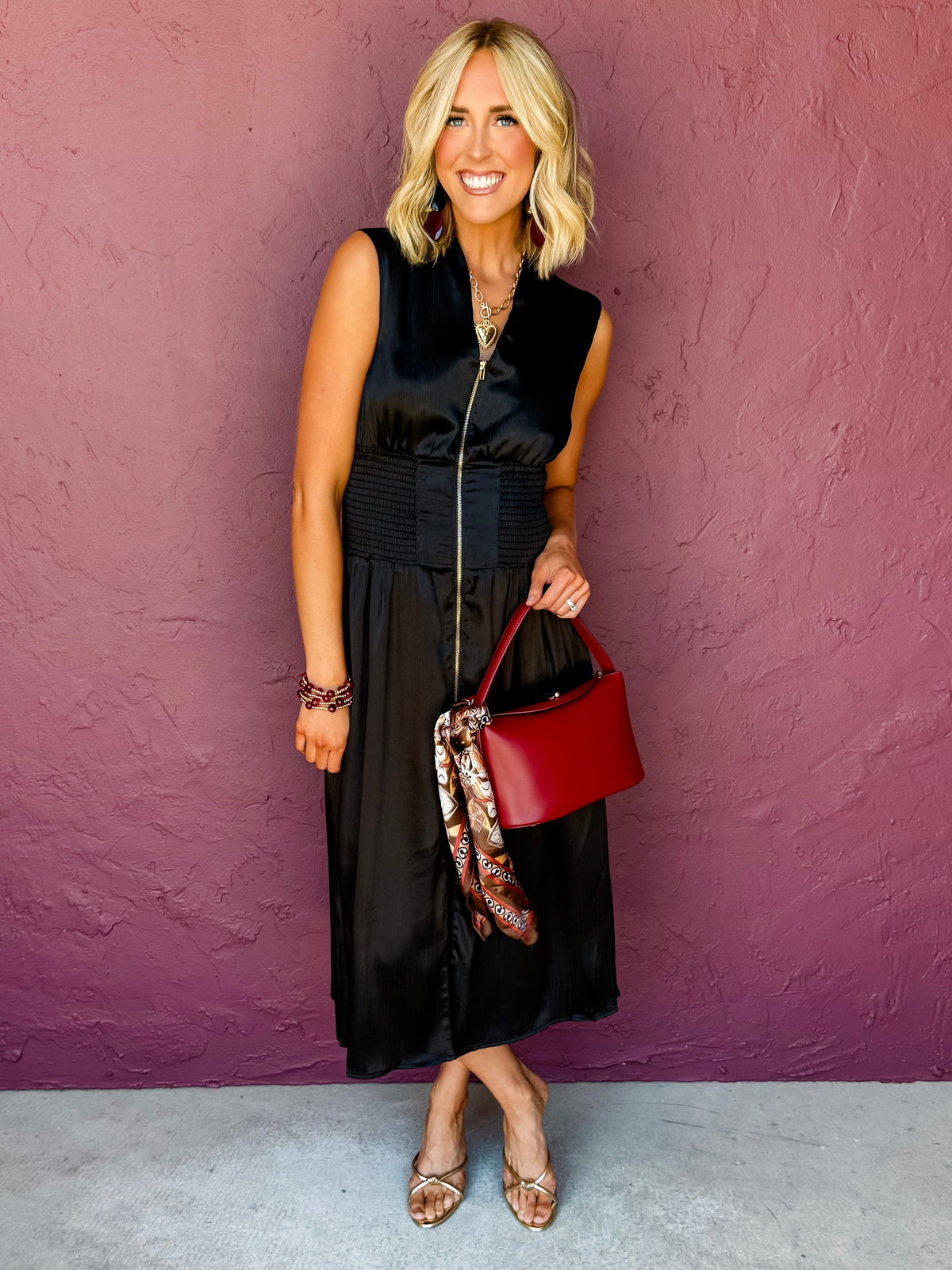 Mollie Sleeveless Midi Dress-Black