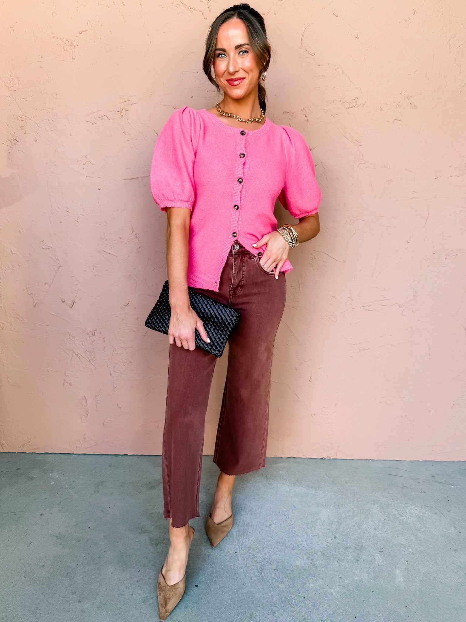 My Best Side Short Puff Sleeve Cardigan