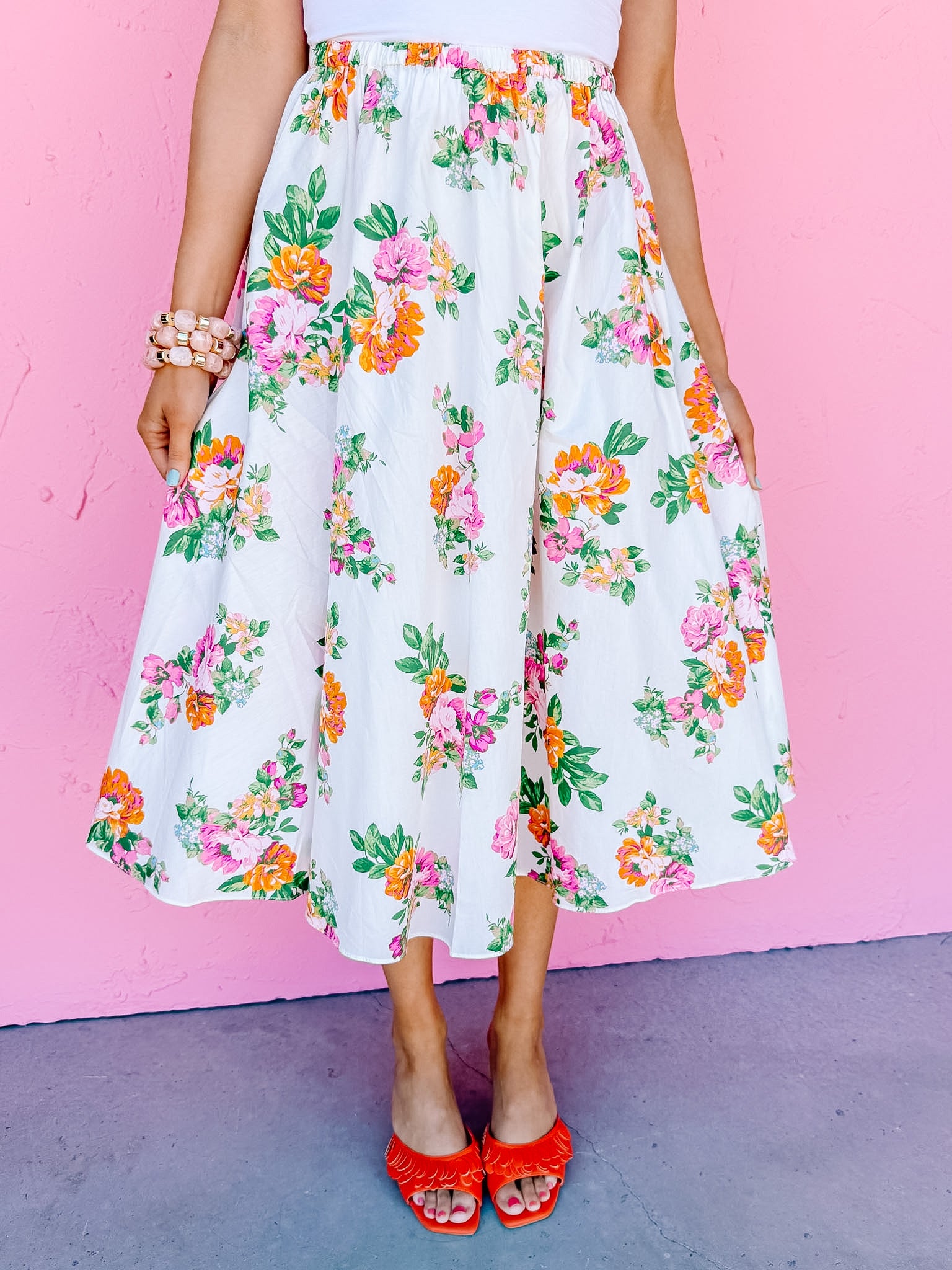 Naomi Pleated Floral Skirt