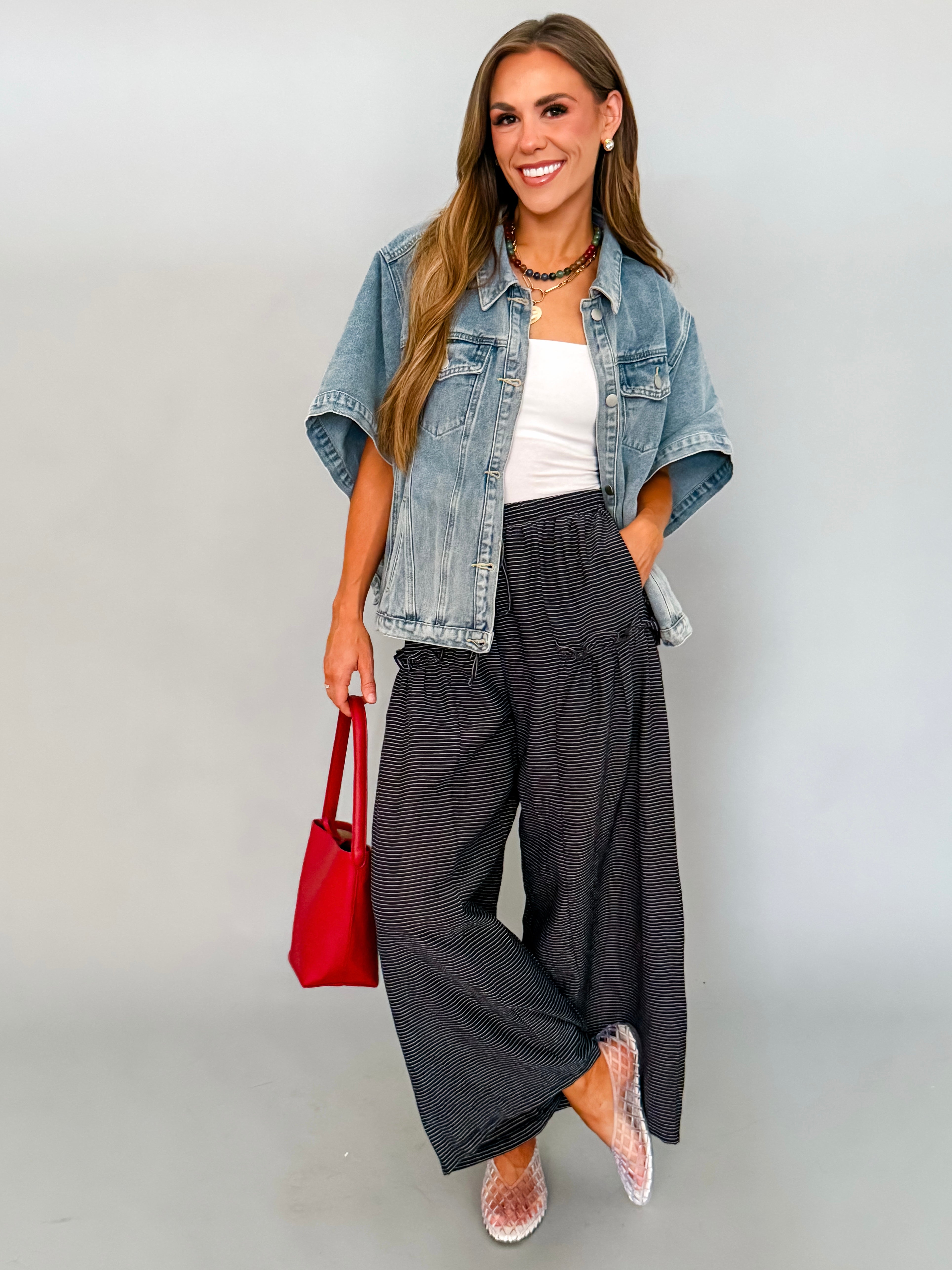 Naomi Striped Woven Wide Leg Pant