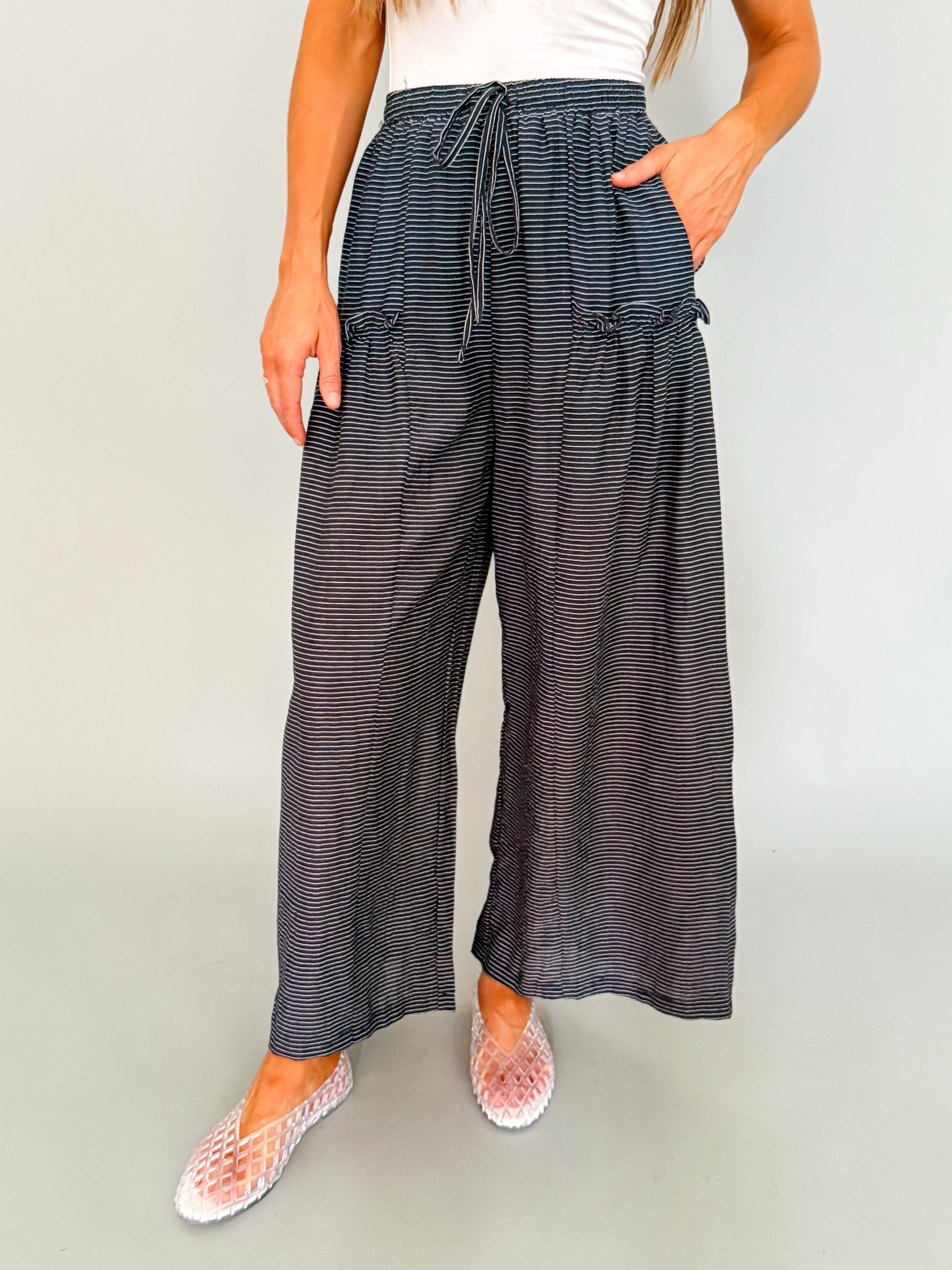 Naomi Striped Woven Wide Leg Pant