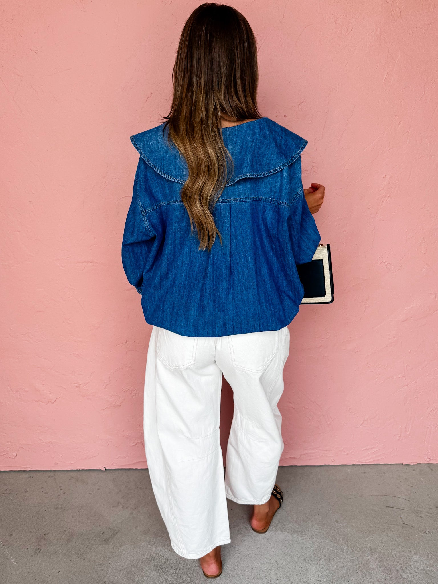 Neverland Peter Pan Collared Button Front Denim Shirt