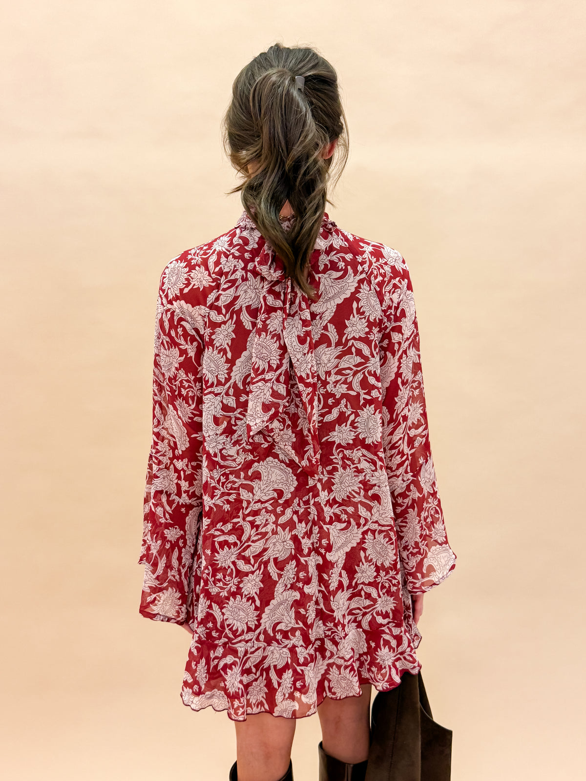 Nicholette Floral High Neck Flowy Dress