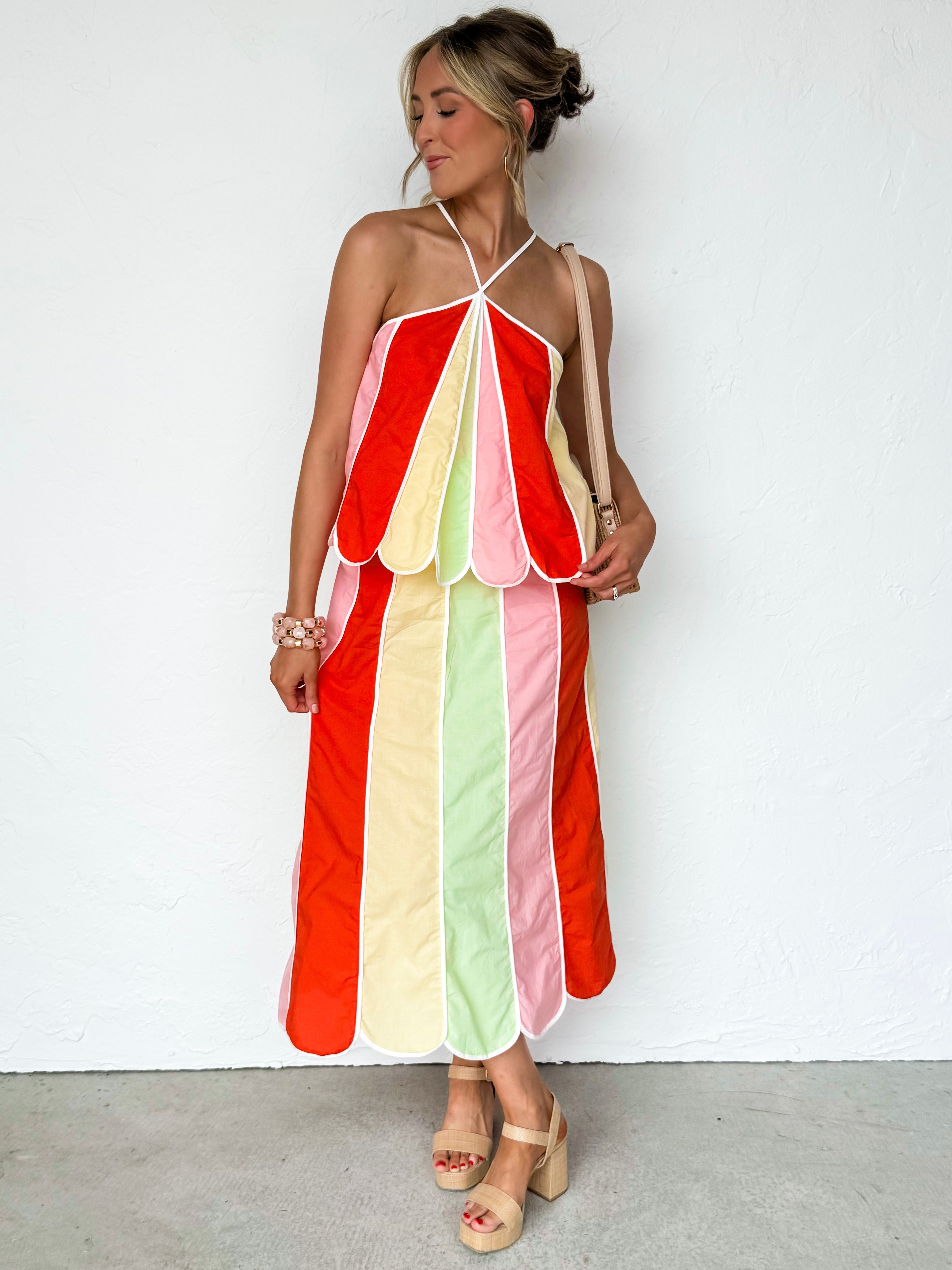 Nisa Panel Halter Maxi Dress