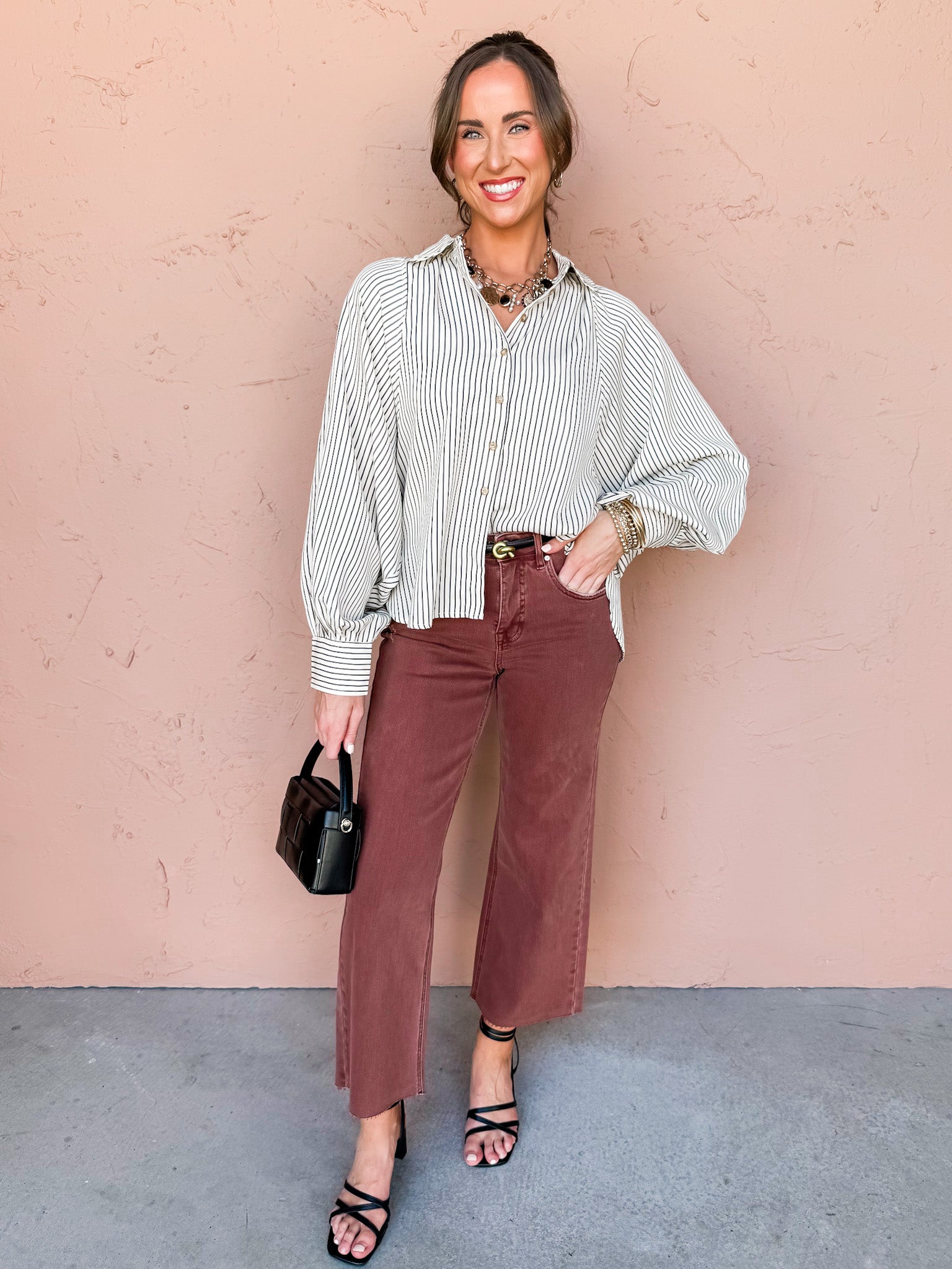 No Matter The Day Striped Button Front Top