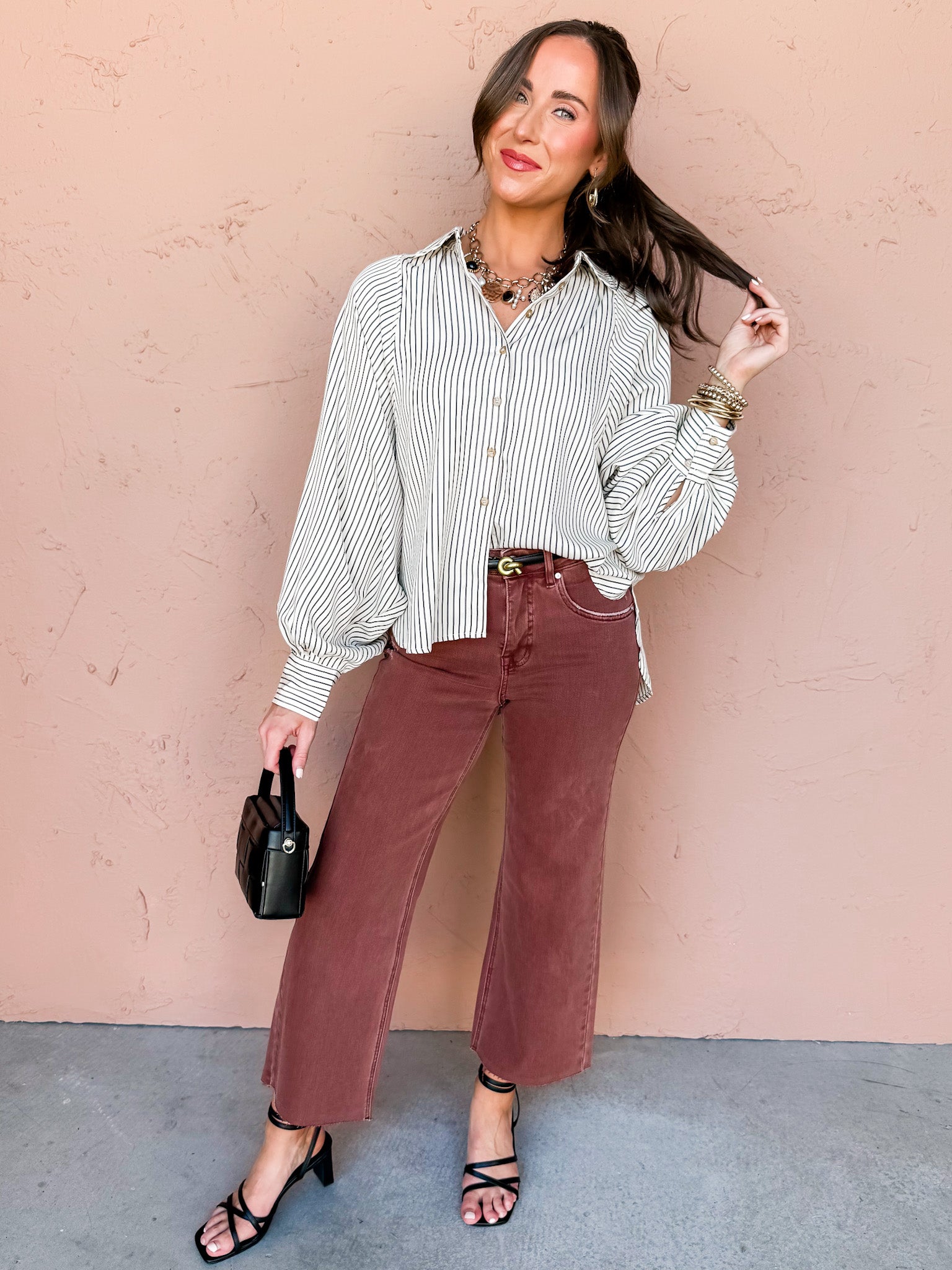 No Matter The Day Striped Button Front Top