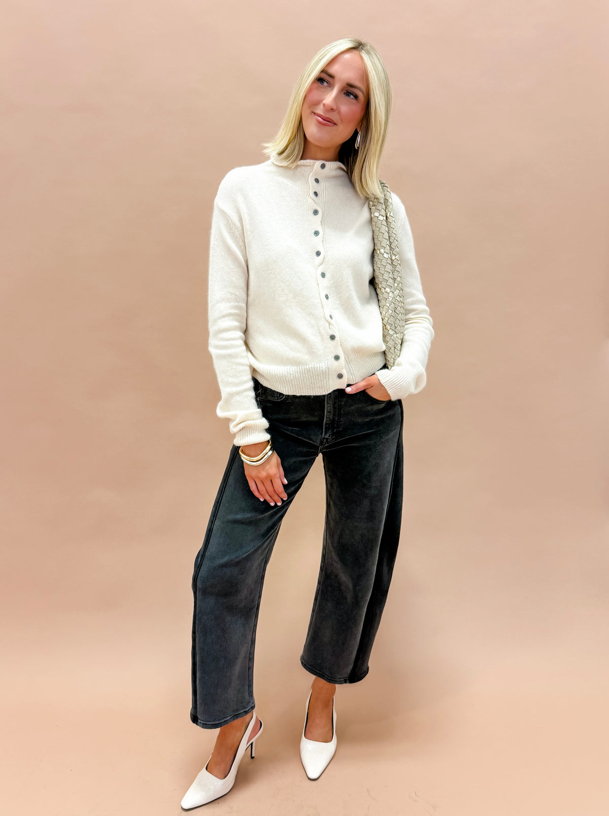 Nola High Neck Button Up Cardigan