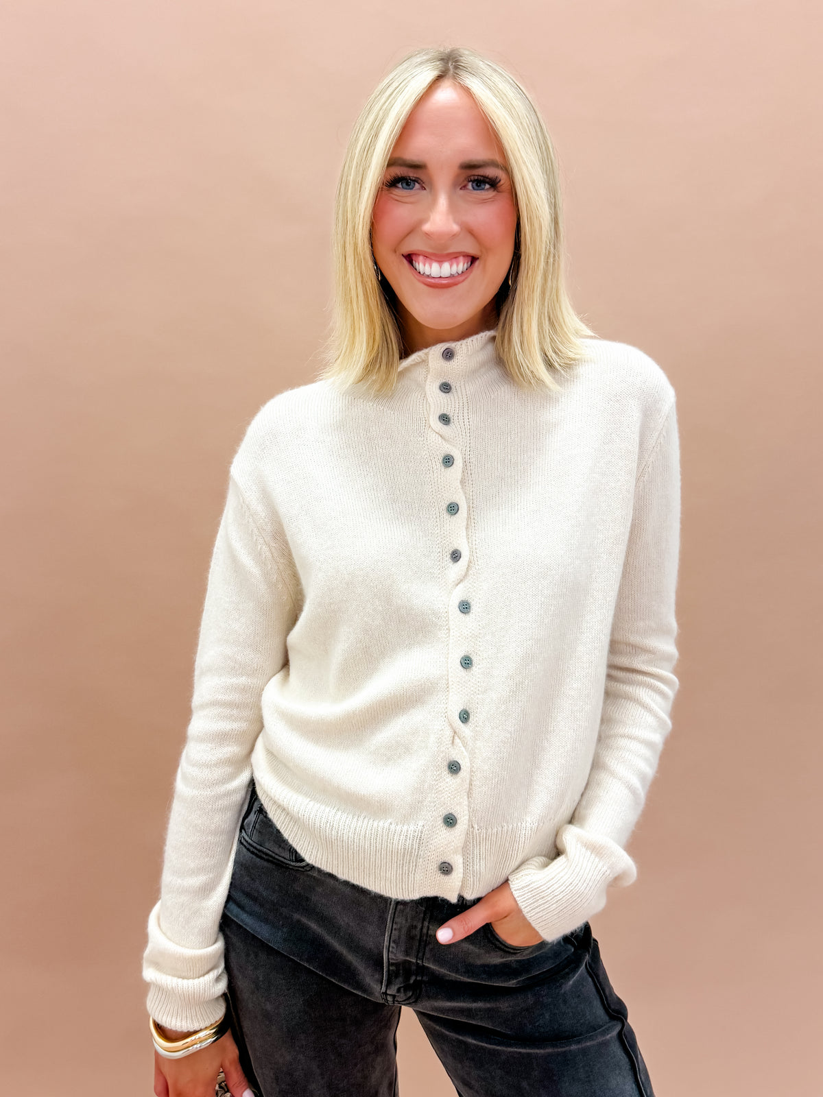 Nola High Neck Button Up Cardigan