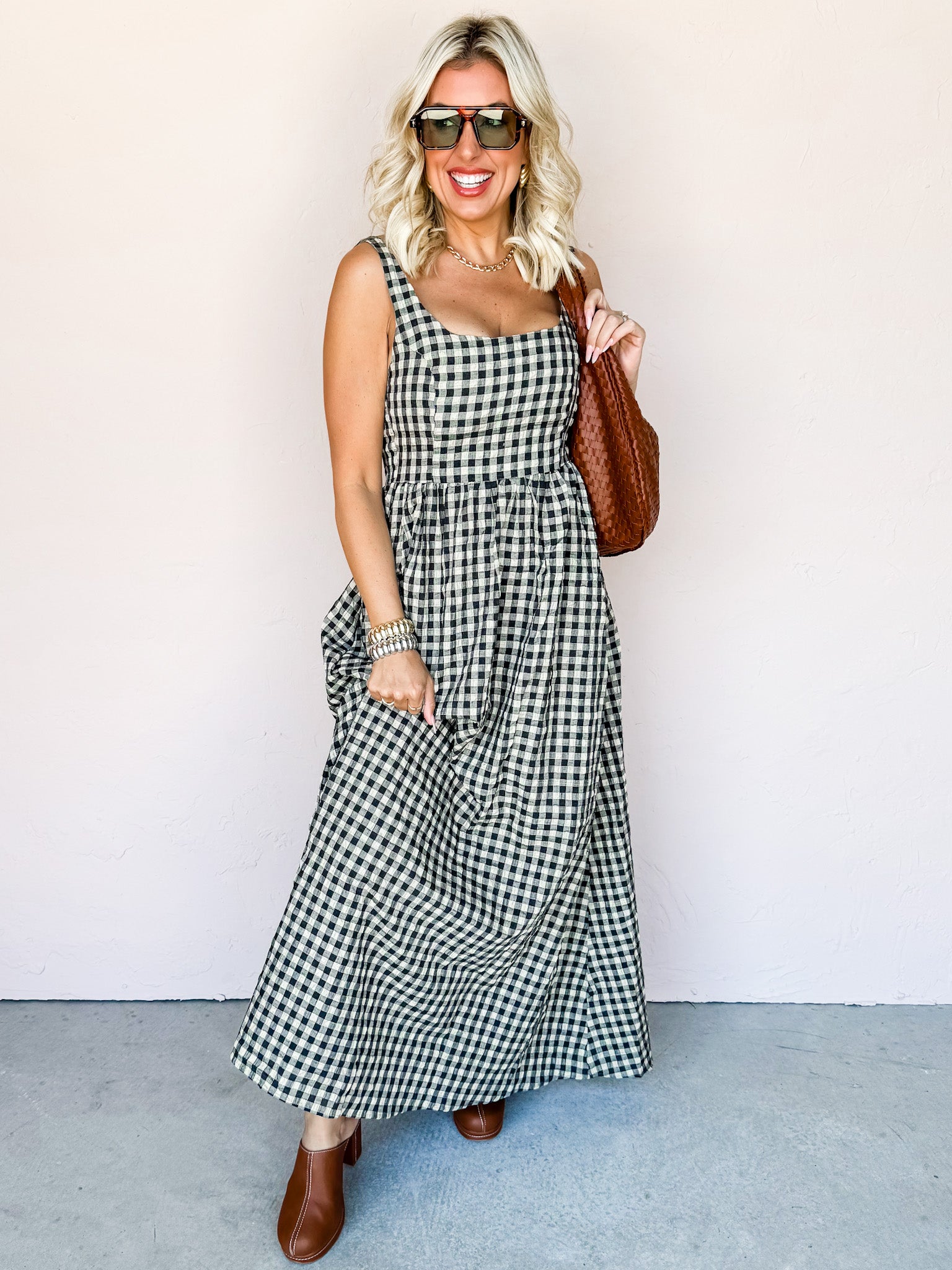 Nothing To It Gingham Sleeveless Maxi Dress