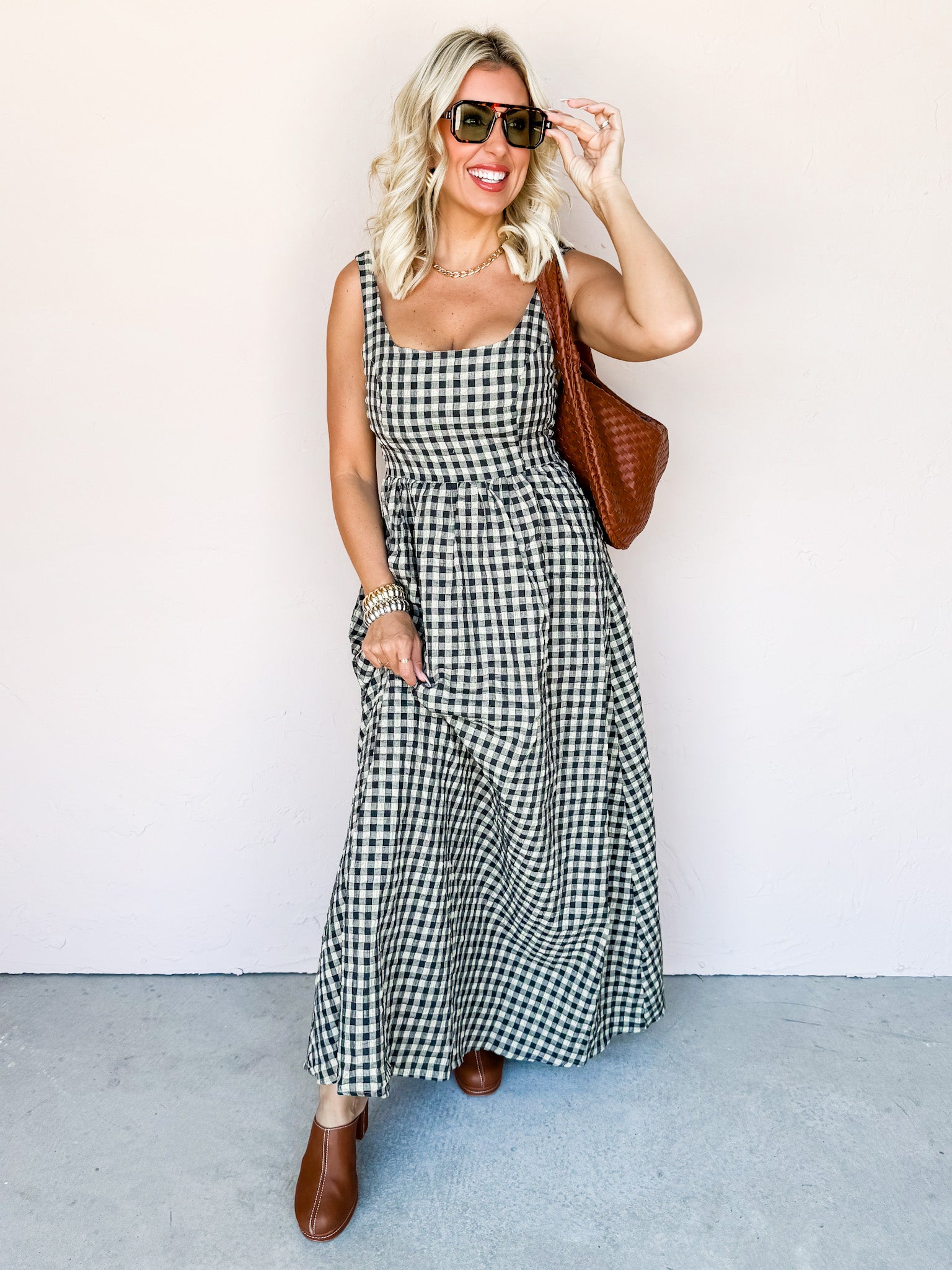 Nothing To It Gingham Sleeveless Maxi Dress
