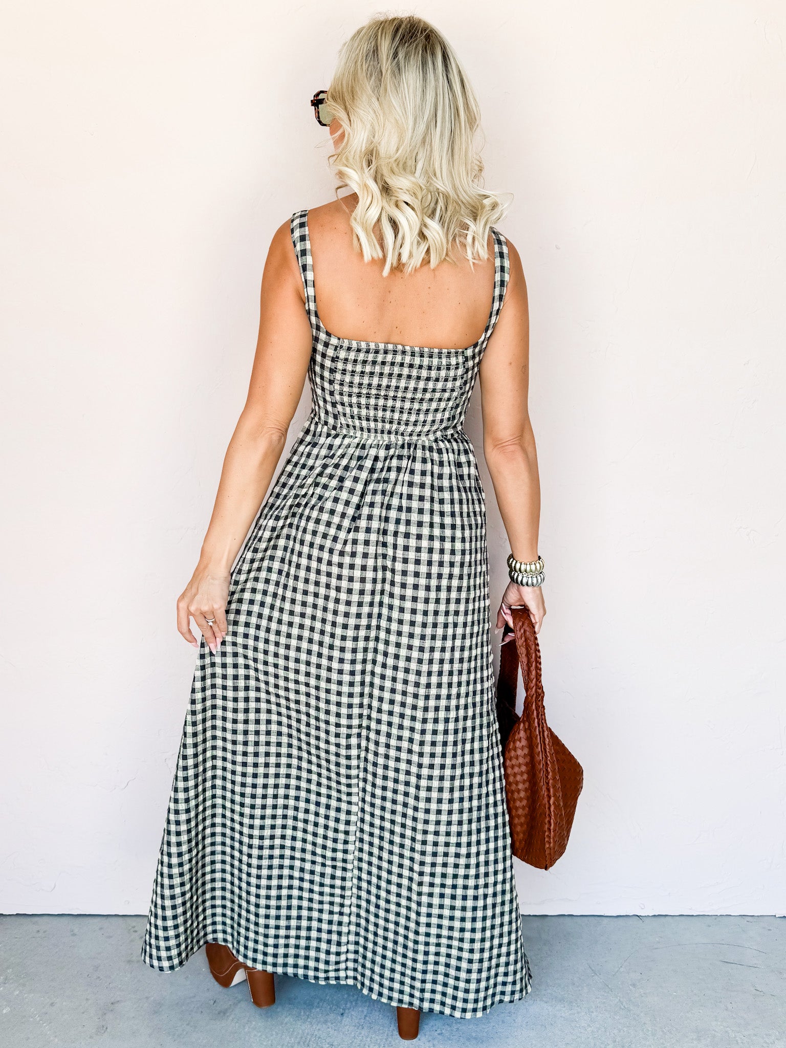 Nothing To It Gingham Sleeveless Maxi Dress