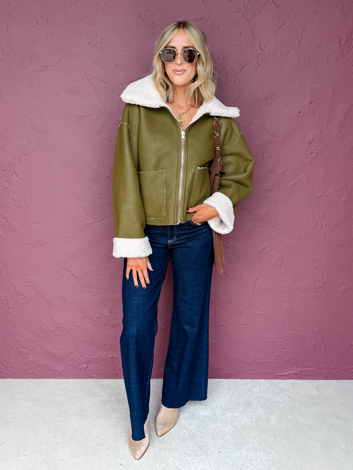 Nova Reversible Faux Leather and Sherpa Jacket