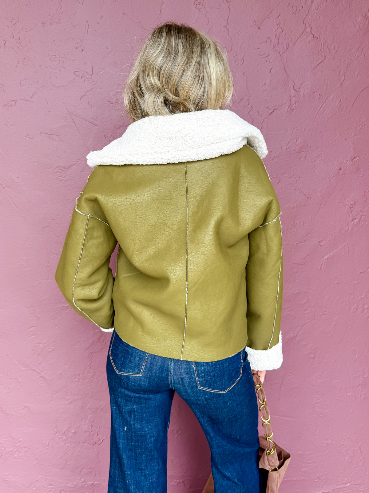 Nova Reversible Faux Leather and Sherpa Jacket