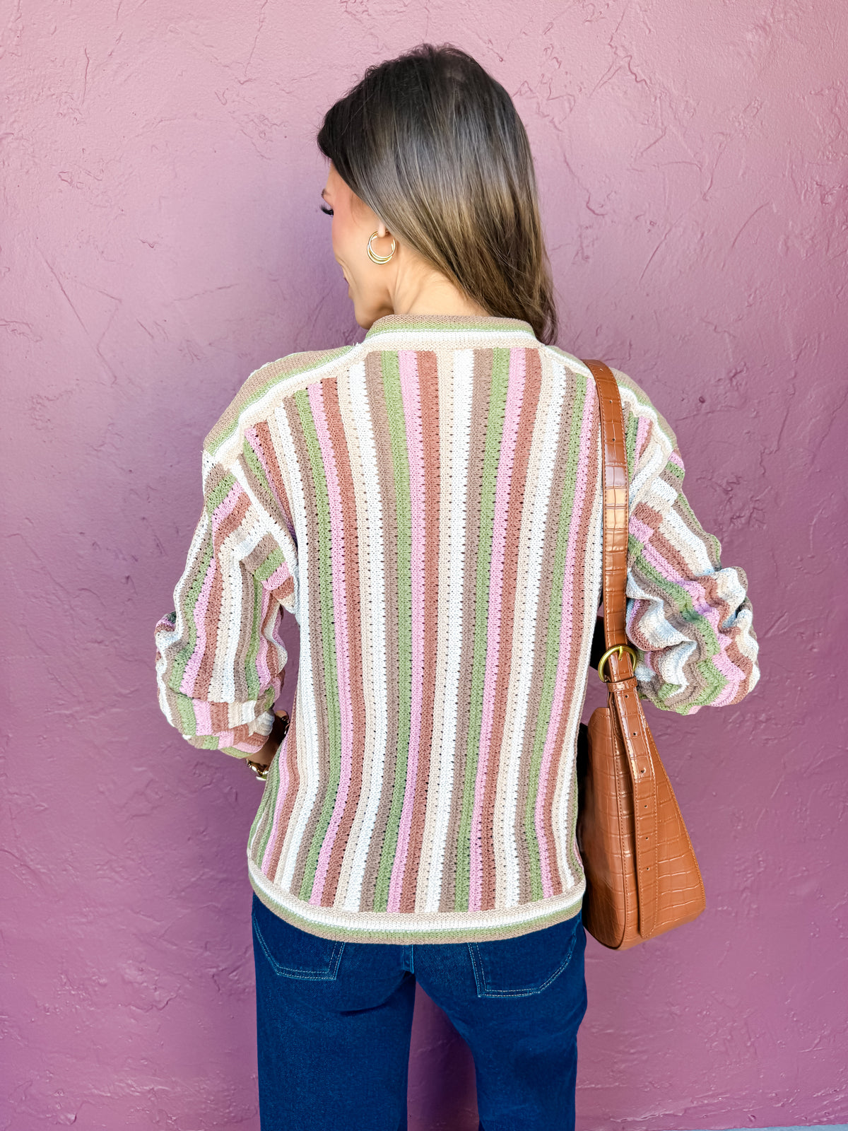 Oaklynn Striped Crochet Cardigan