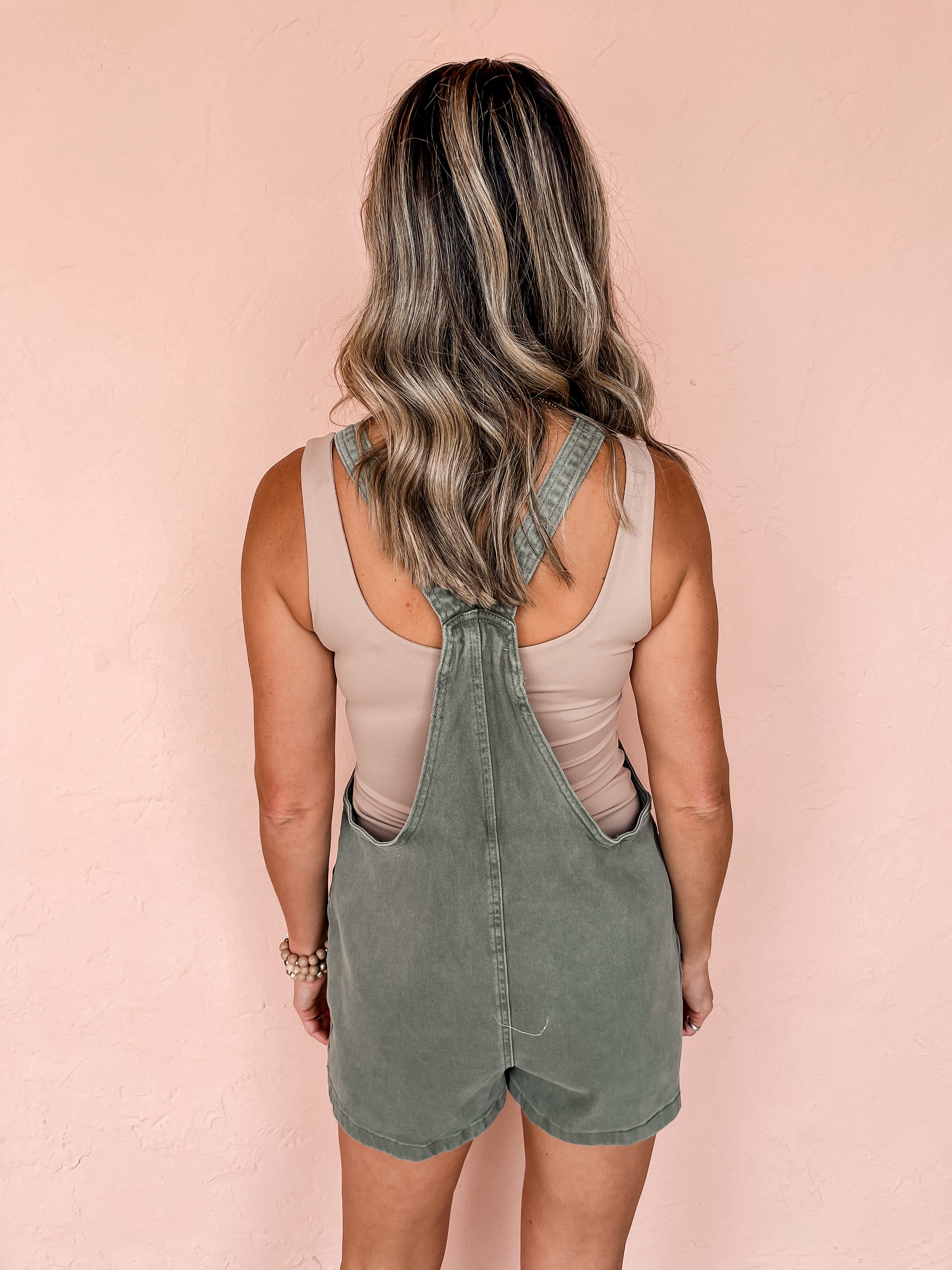 One Way Ticket Knot Strap Romper-Olive