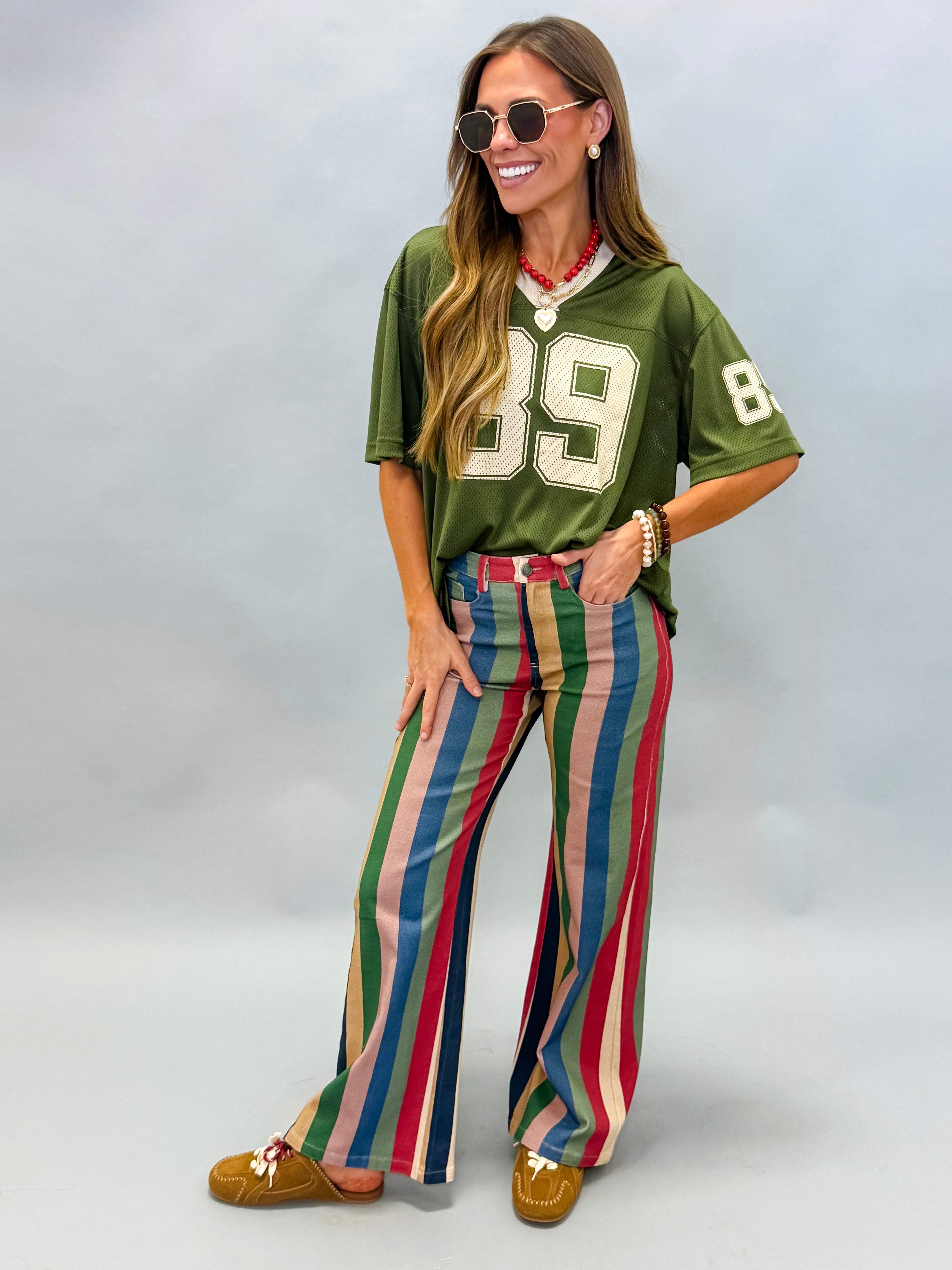 Oversized 89 Graphic Jersey Tee-Olive