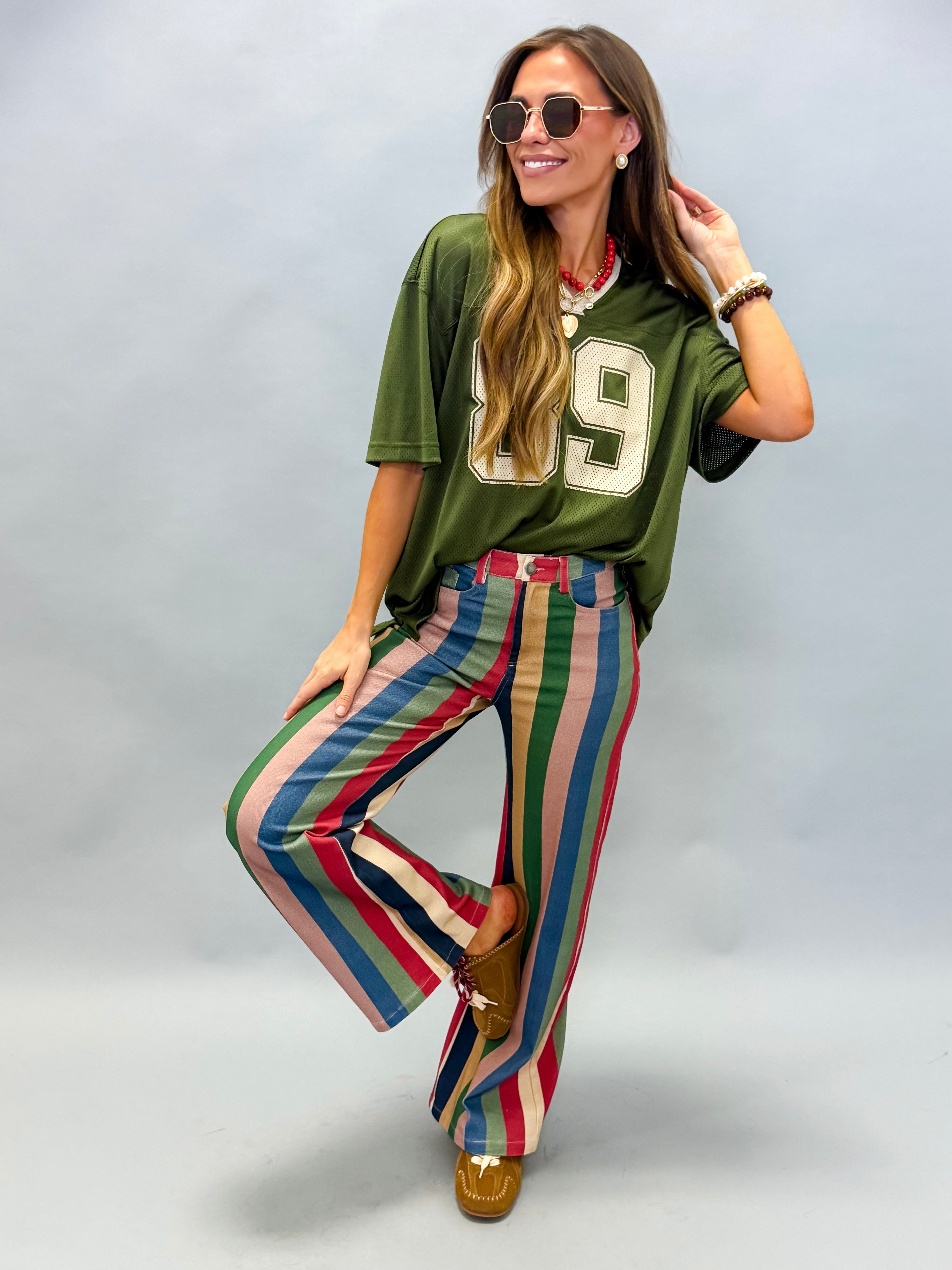 Oversized 89 Graphic Jersey Tee-Olive