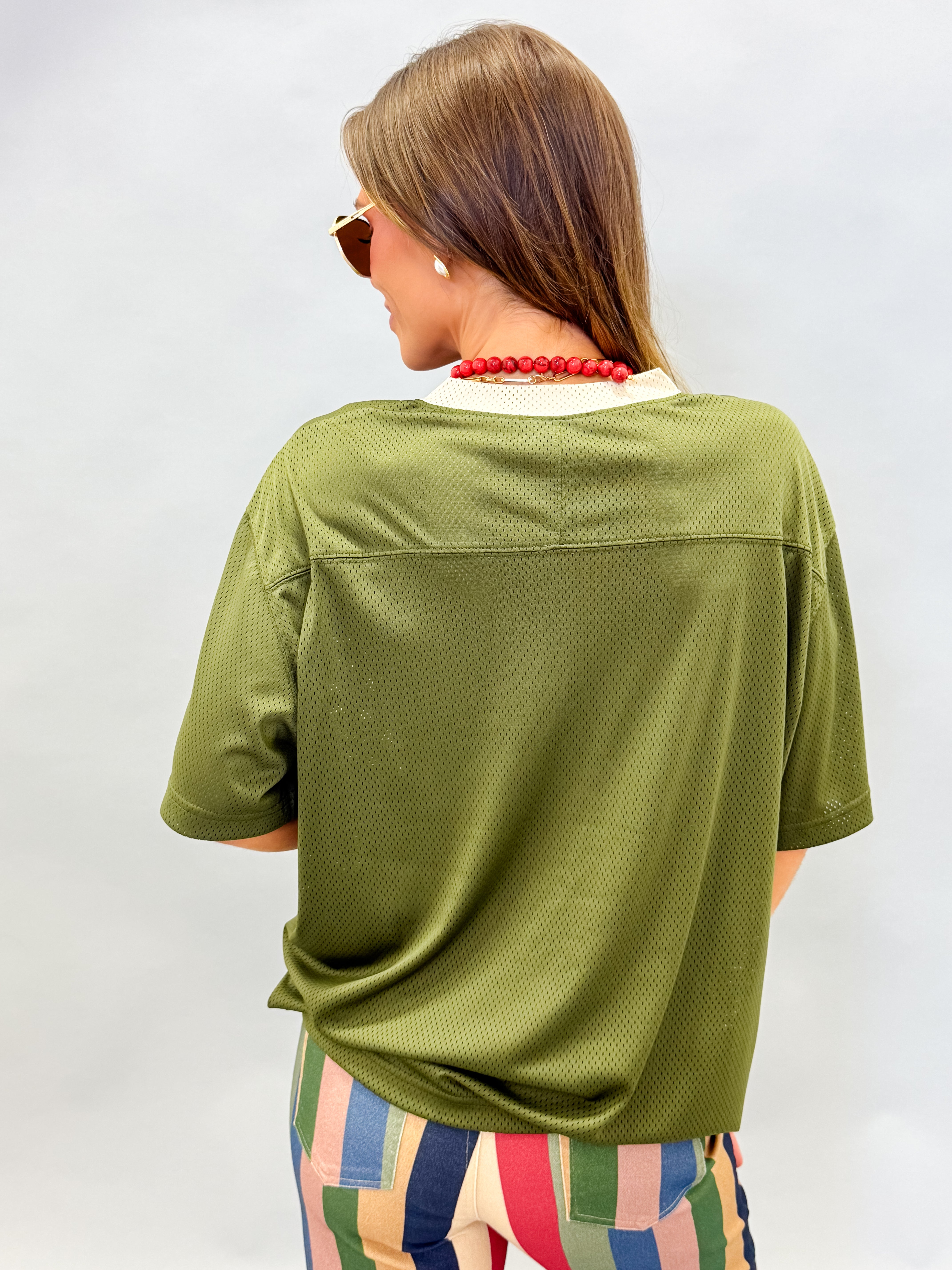 Oversized 89 Graphic Jersey Tee-Olive
