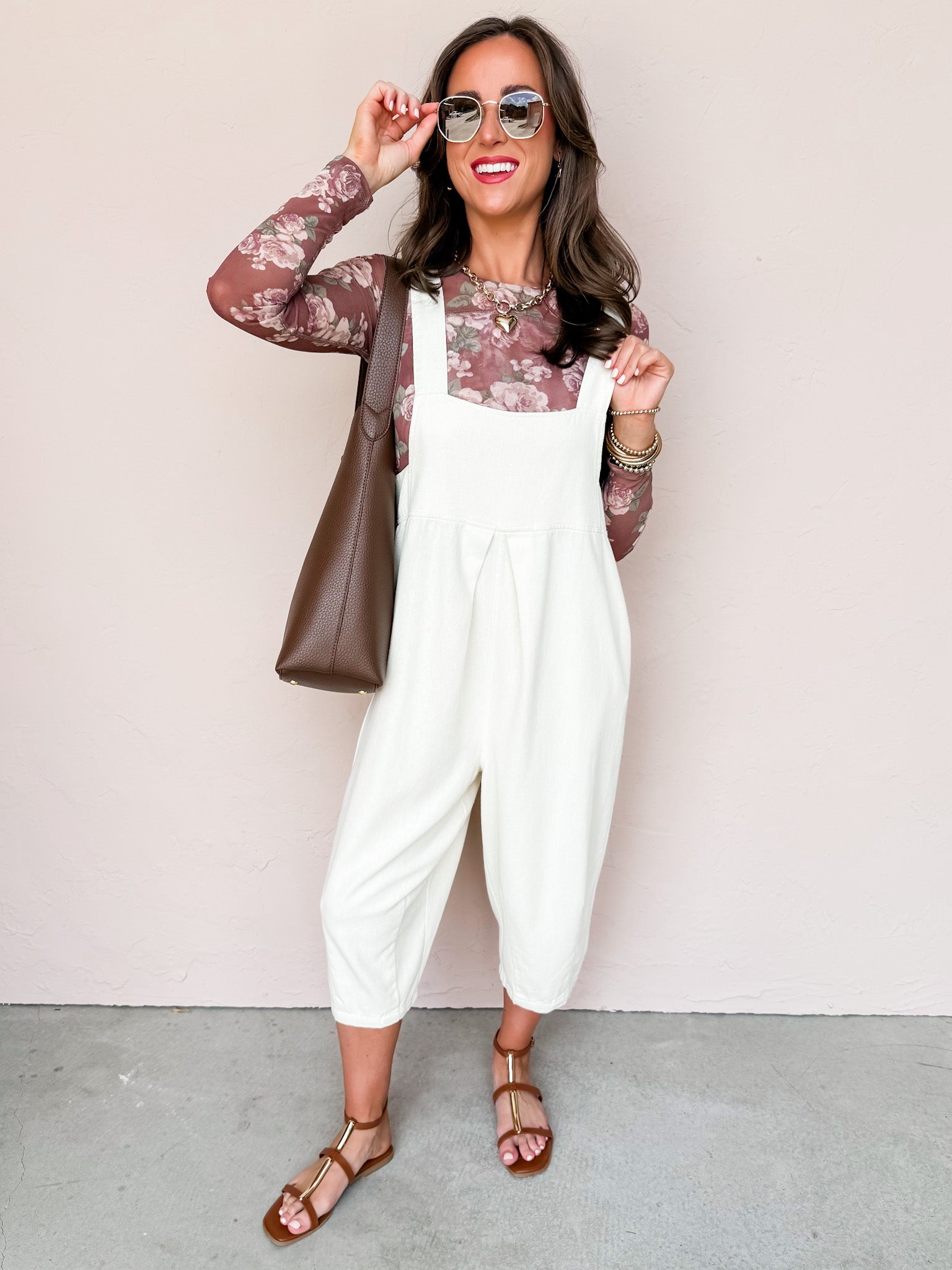 Own Today Sleeveless Cropped Overalls-Cream