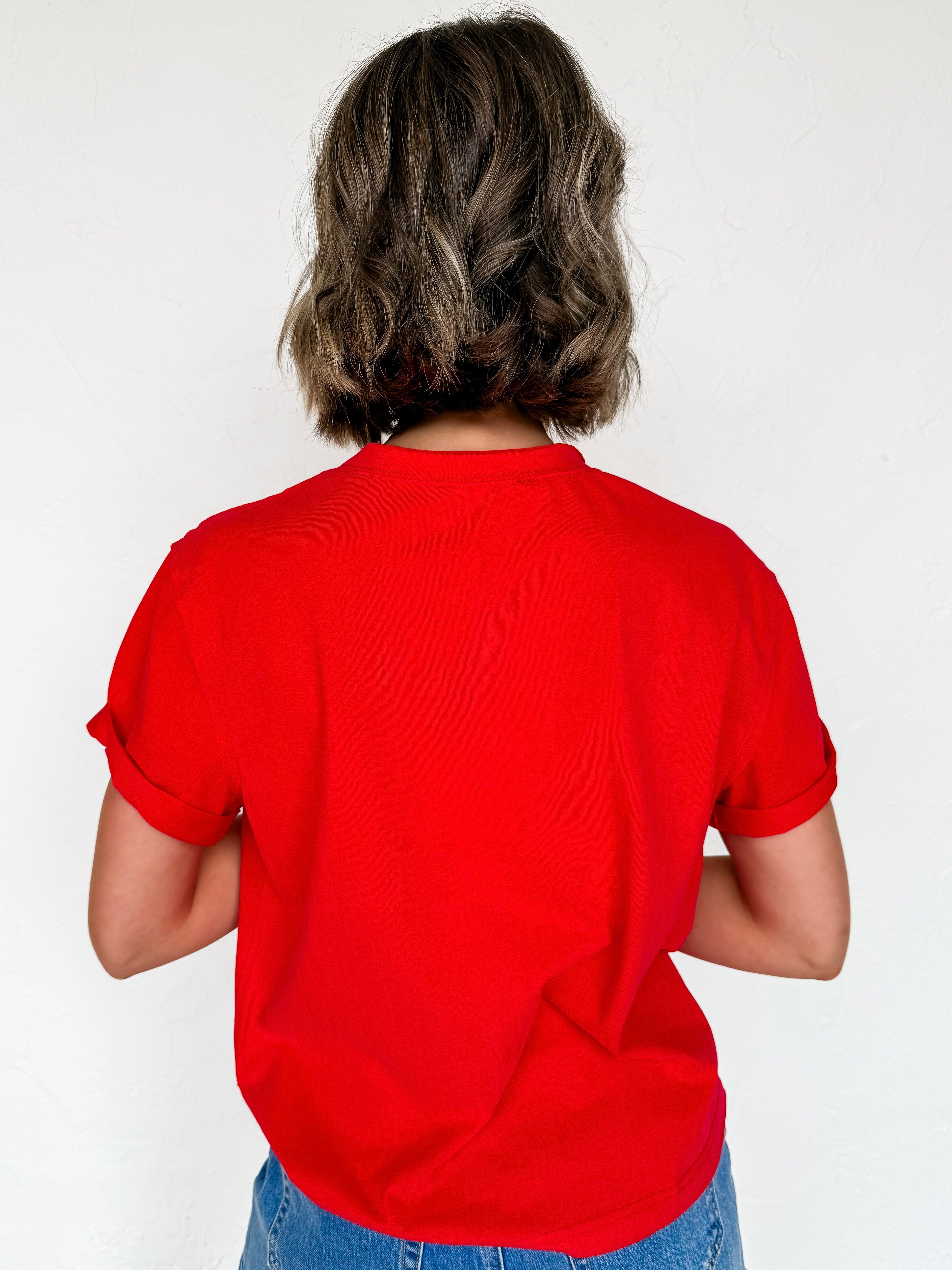 Paislee Short Sleeve Top-Red