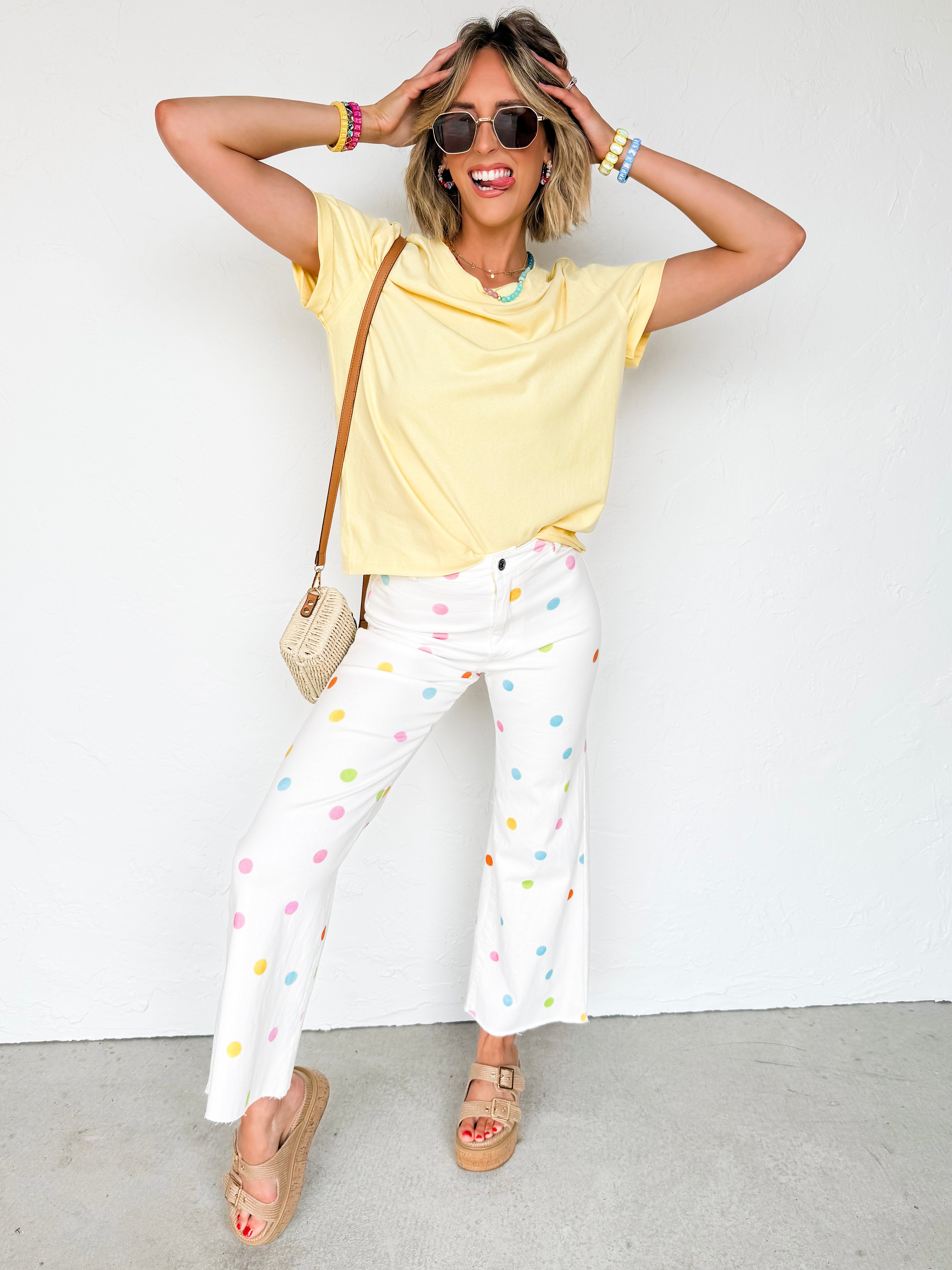 Lizzy Pastel Polka Dot Wide Leg Jean