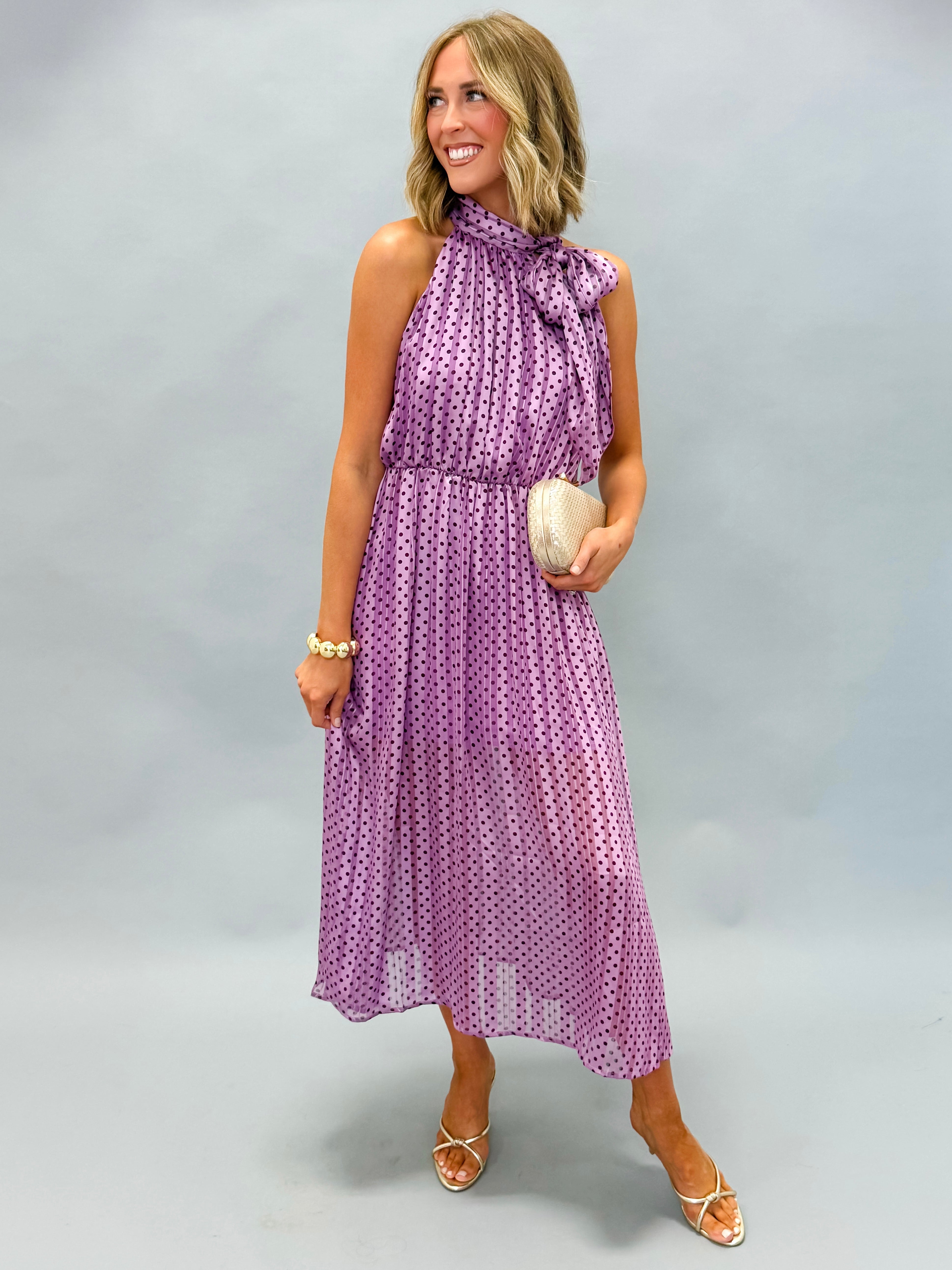 Penelope Polka Dot Bow Midi Dress