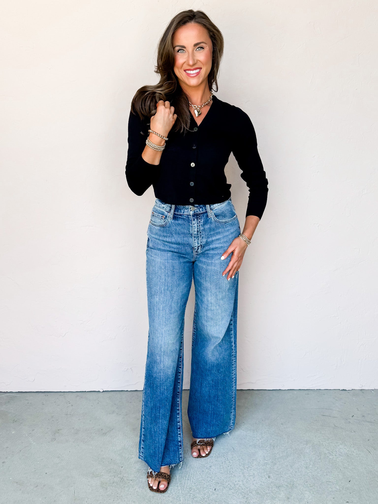 Perfect Vision Button Front Cardigan-Black