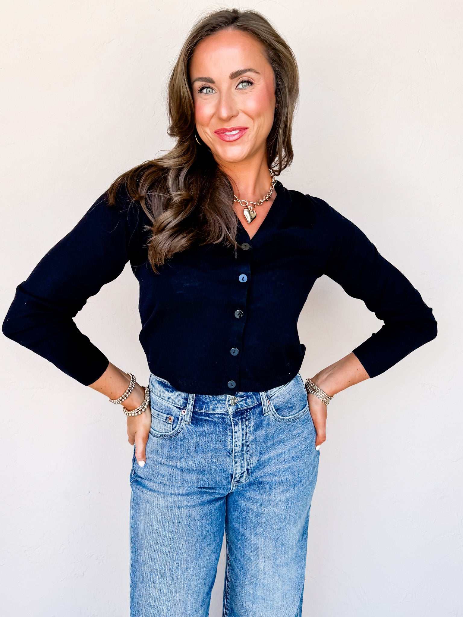 Perfect Vision Button Front Cardigan-Black