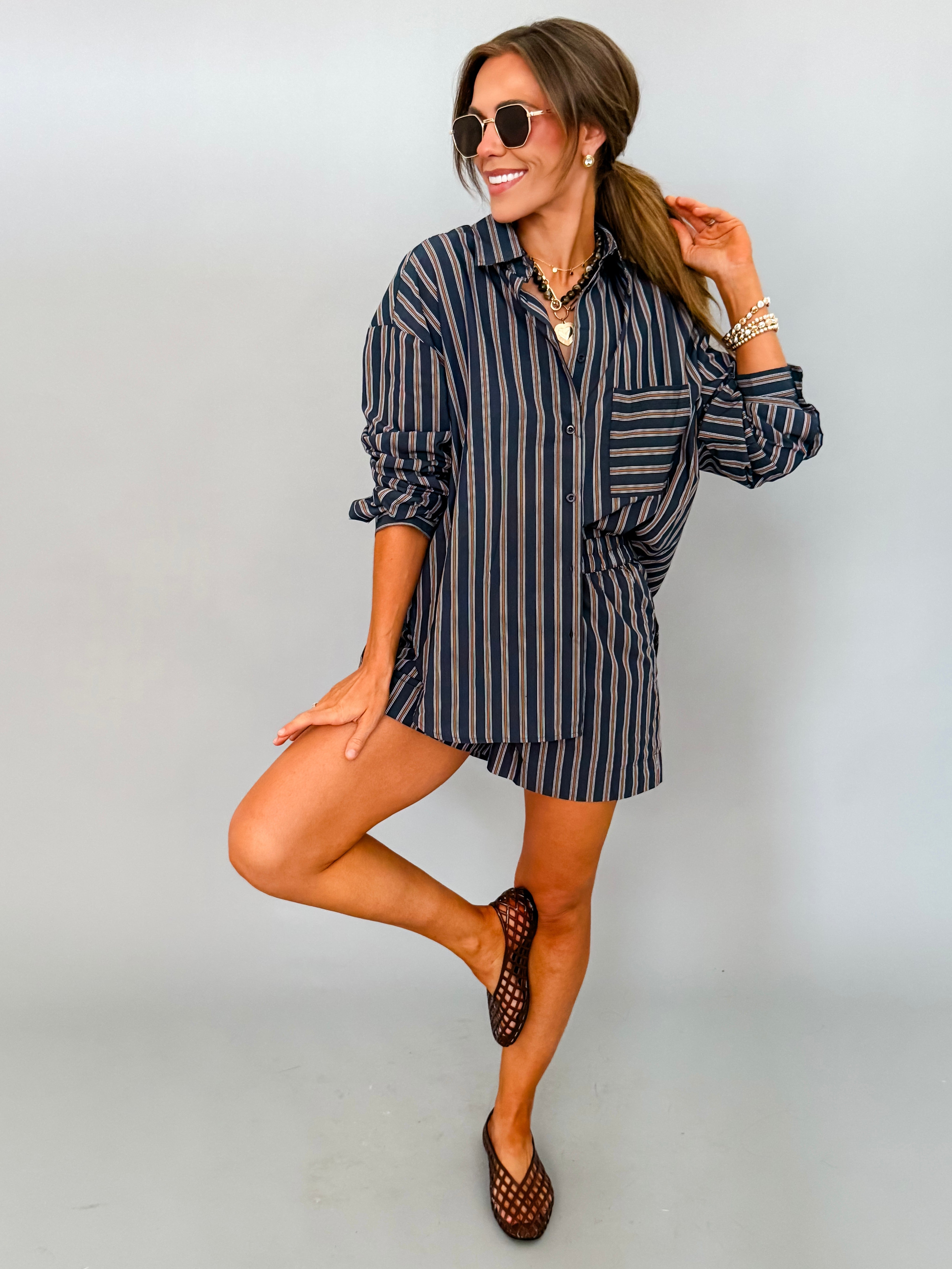 Phoebe Striped Lounge Shorts