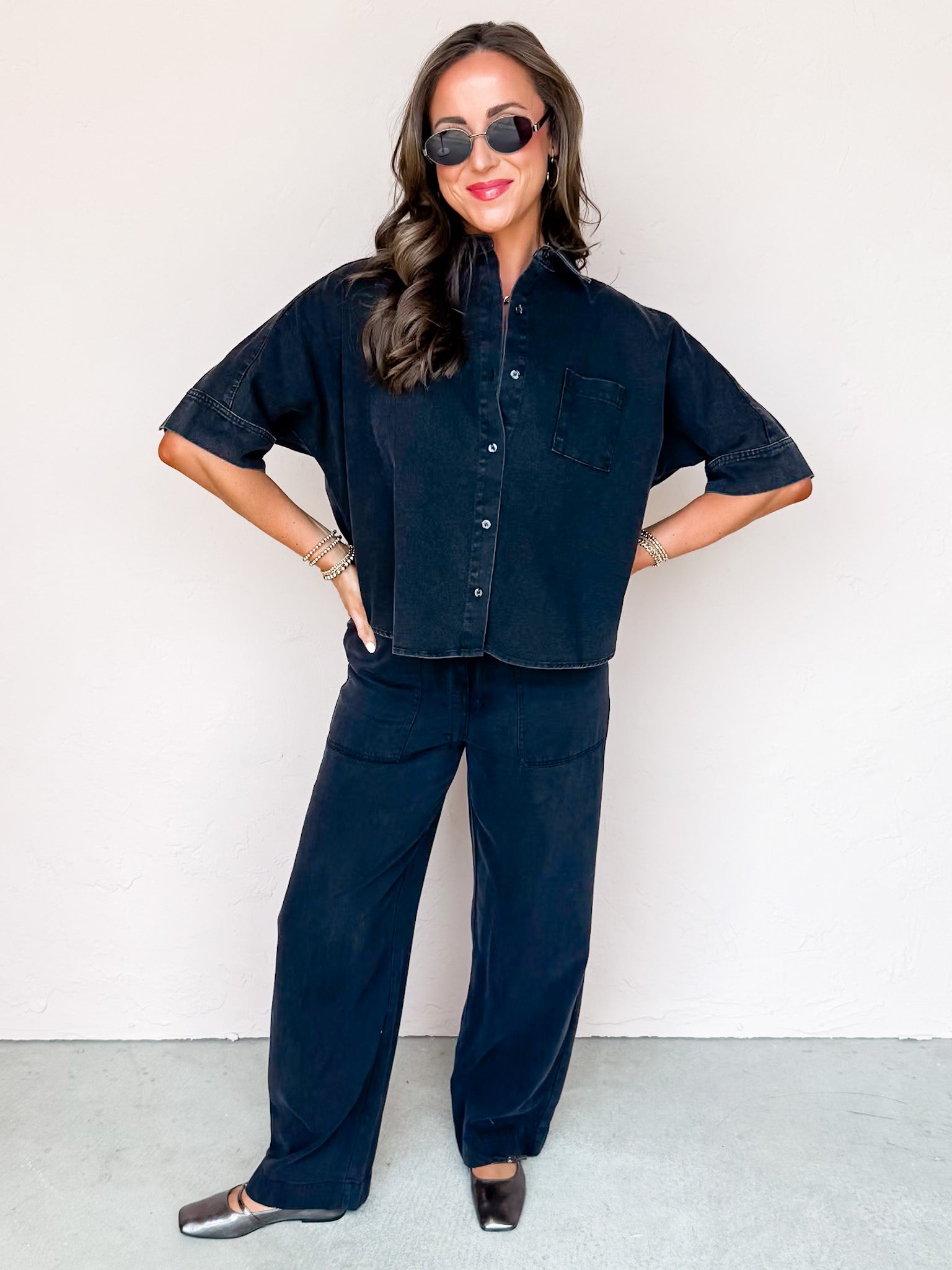 Plain And Simple Denim Button Front Top