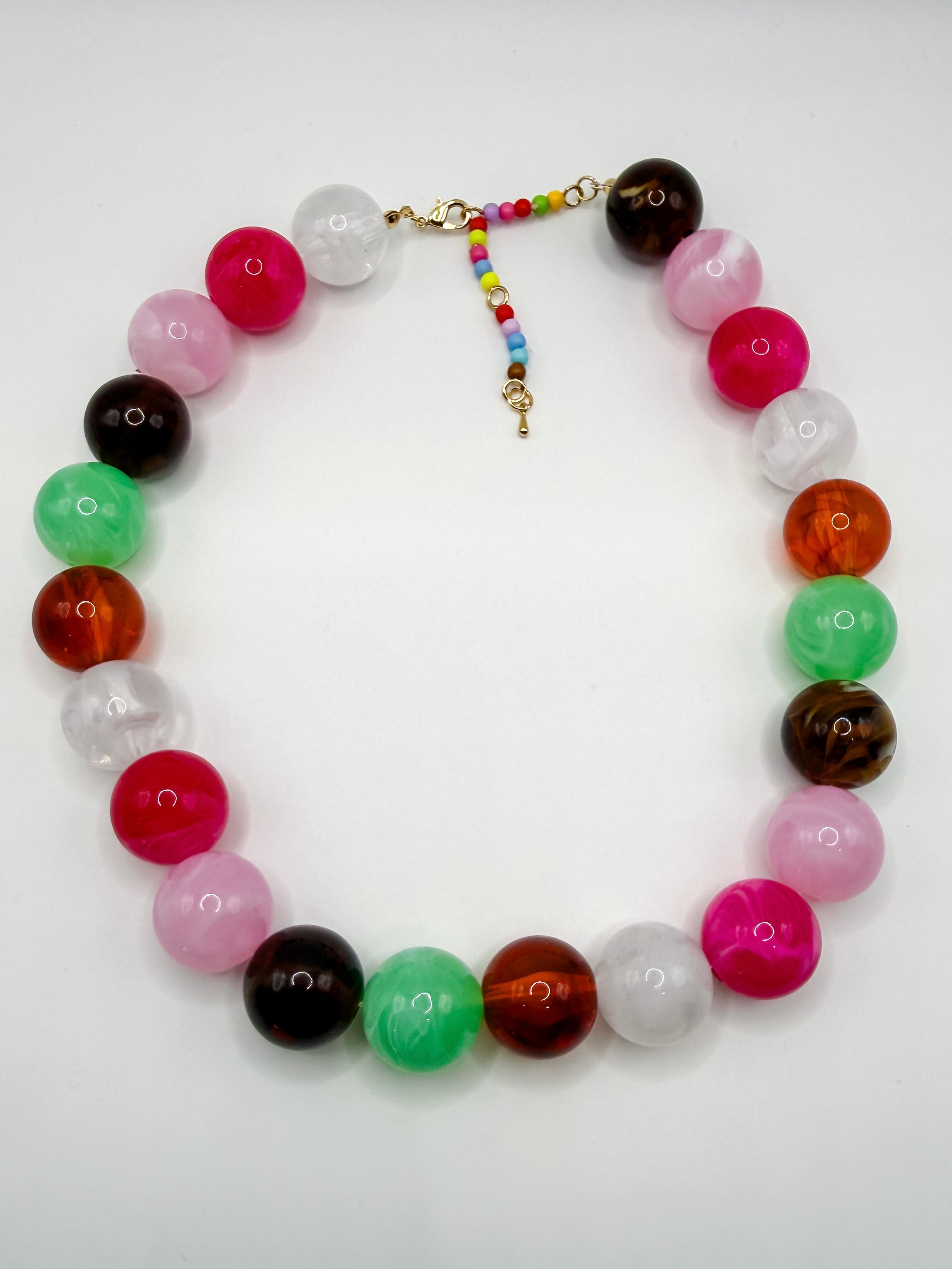 Preslee Pink Multi Color Beaded Necklace