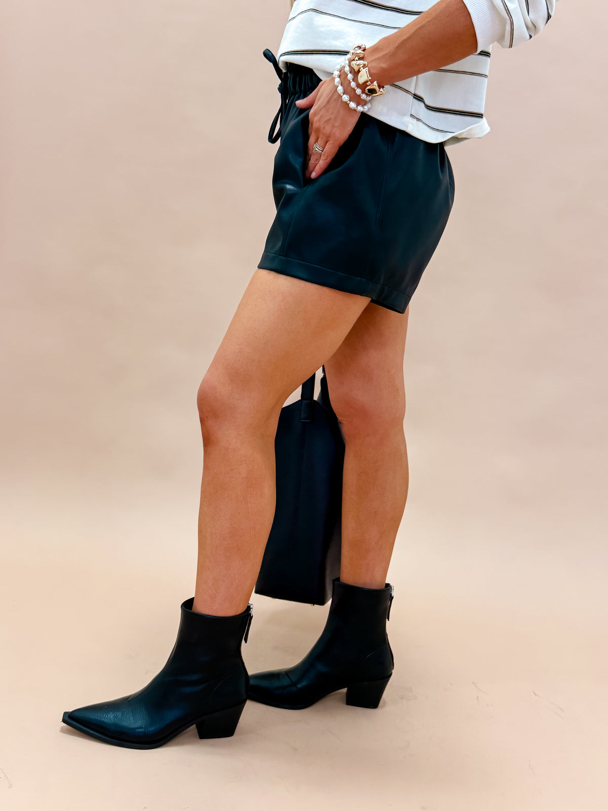 Rae Faux Leather Drawstring Shorts
