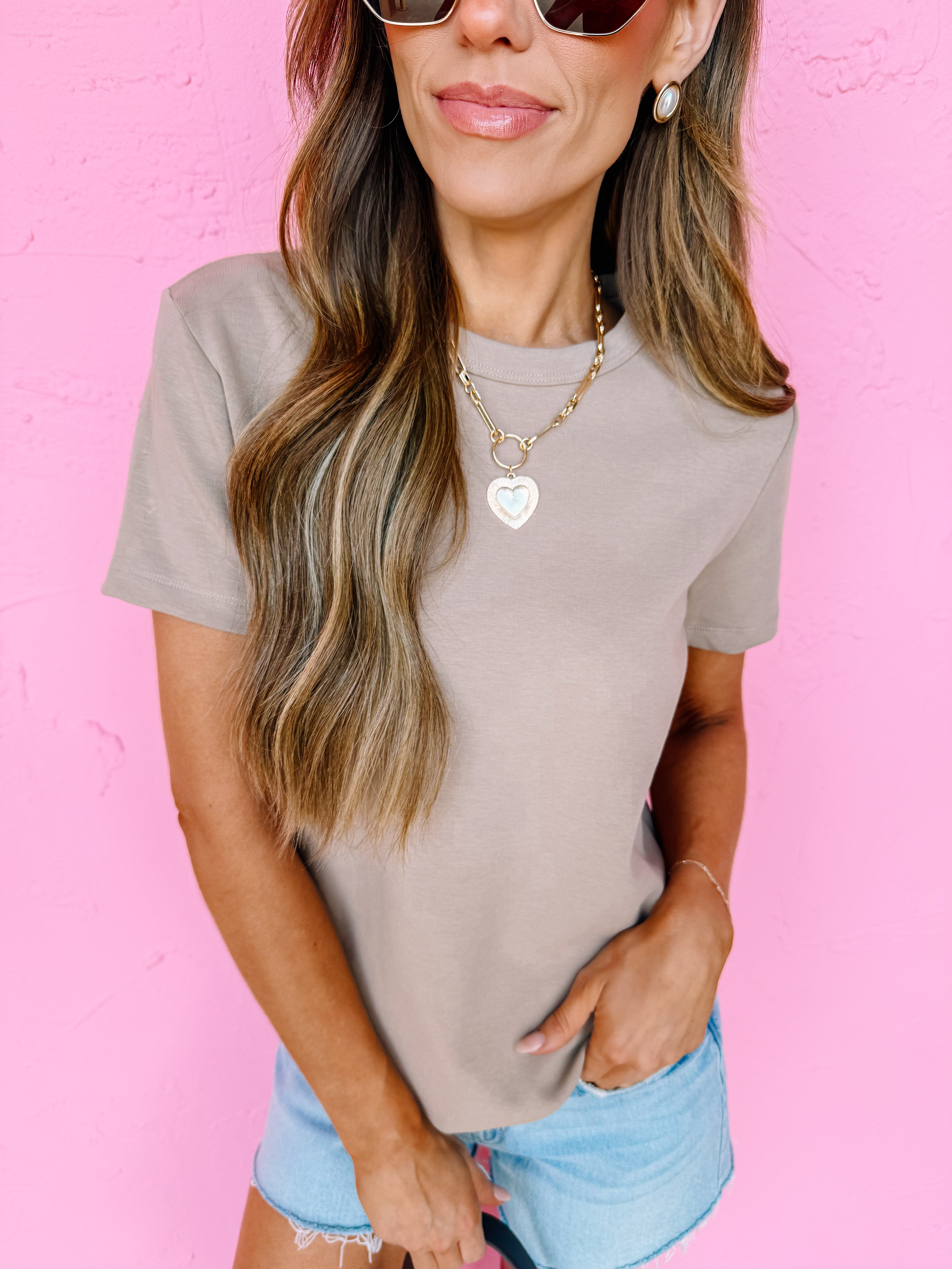 Raeleigh Short Sleeve Top-Khaki