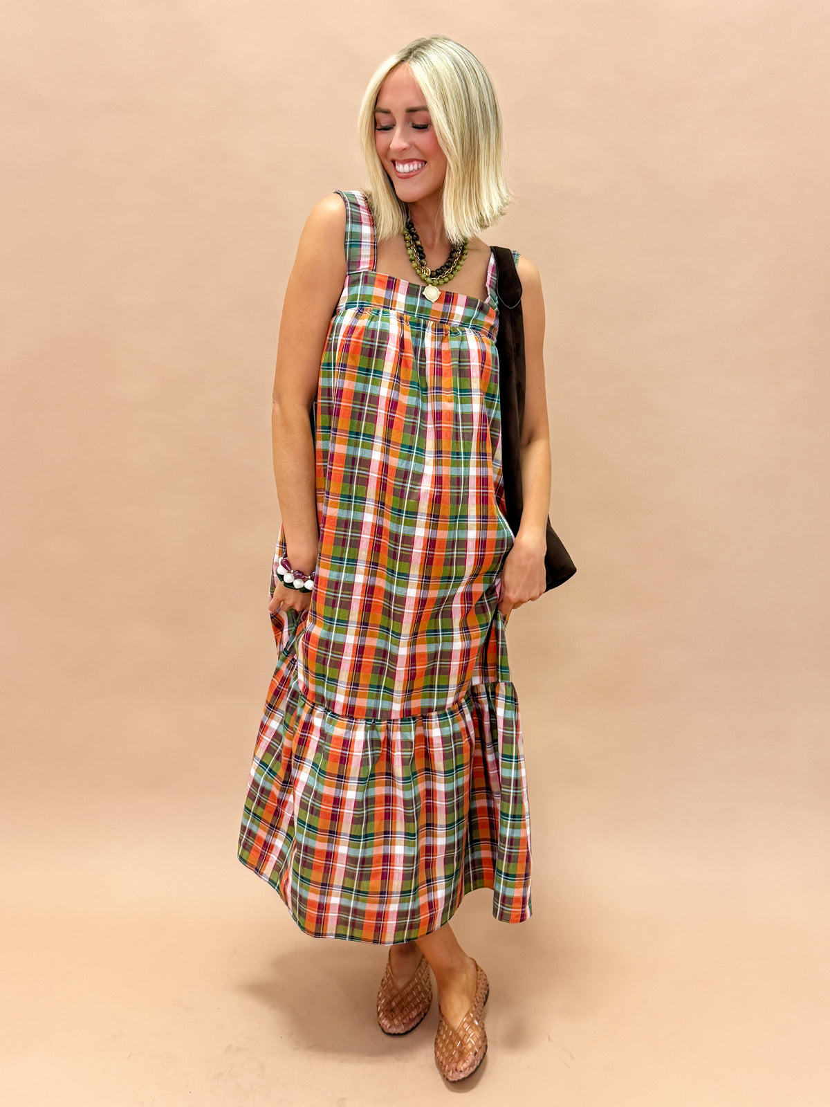 Randi Multi Plaid Midi Dress