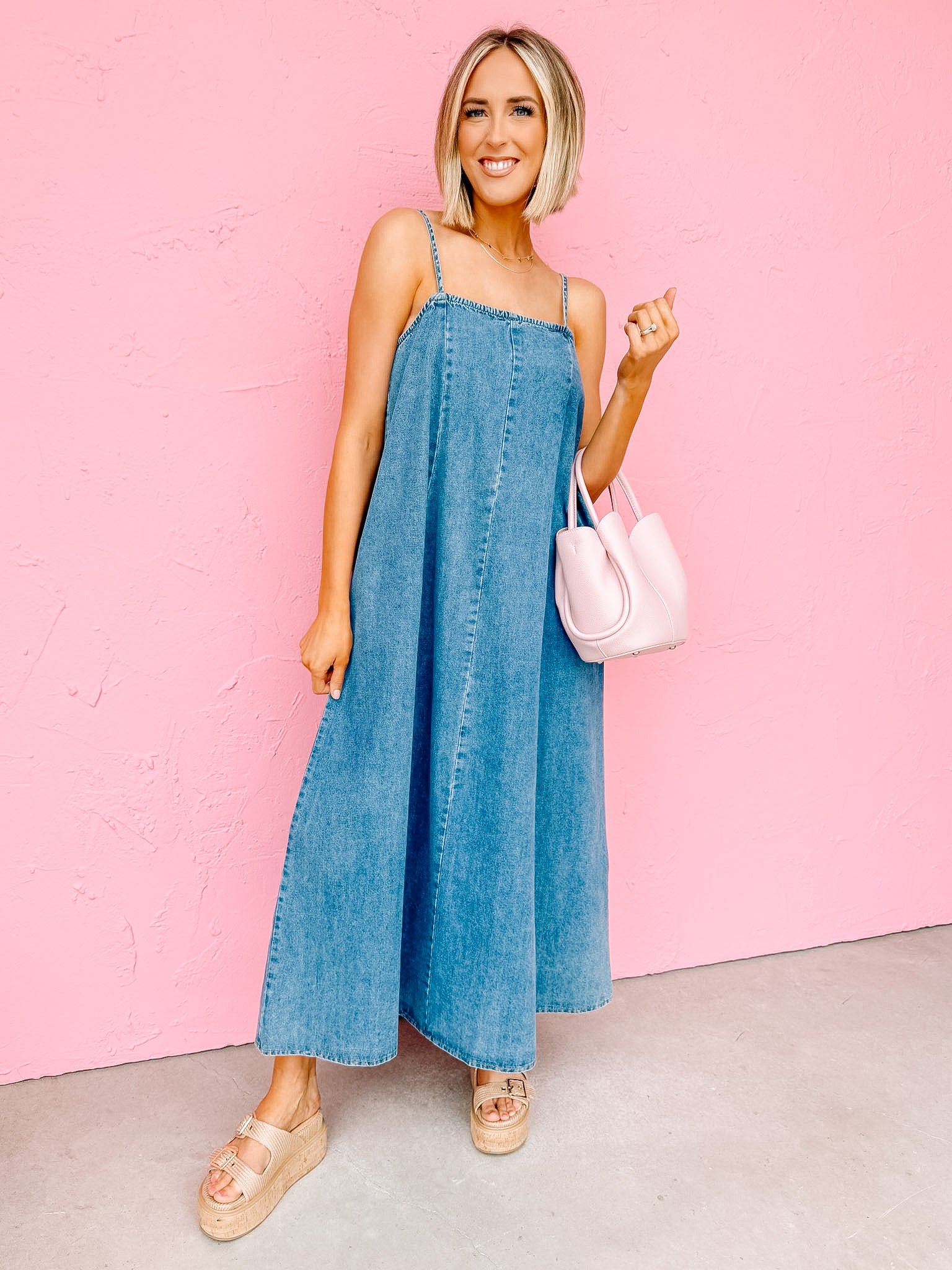 Reagan Strappy Denim Midi Dress Reagan Strappy Denim Midi Dress