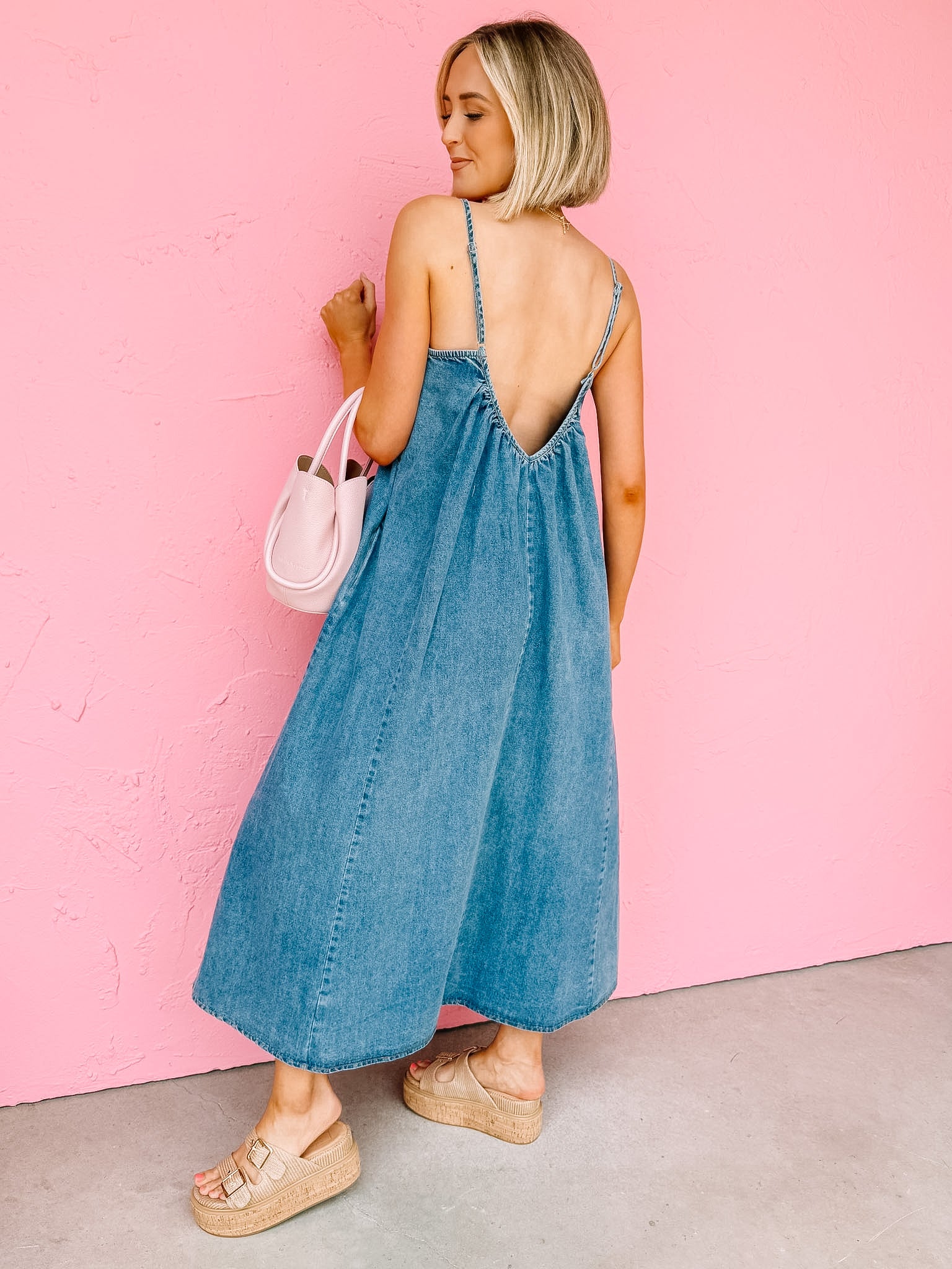 Reagan Strappy Denim Midi Dress