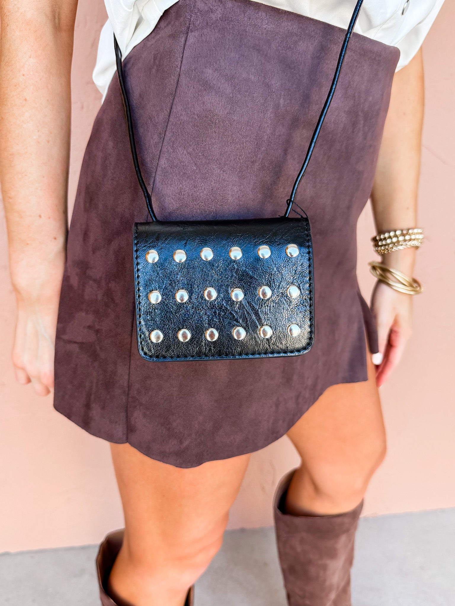 Rebel Luxe Vegan Leather Studded Mini Bag