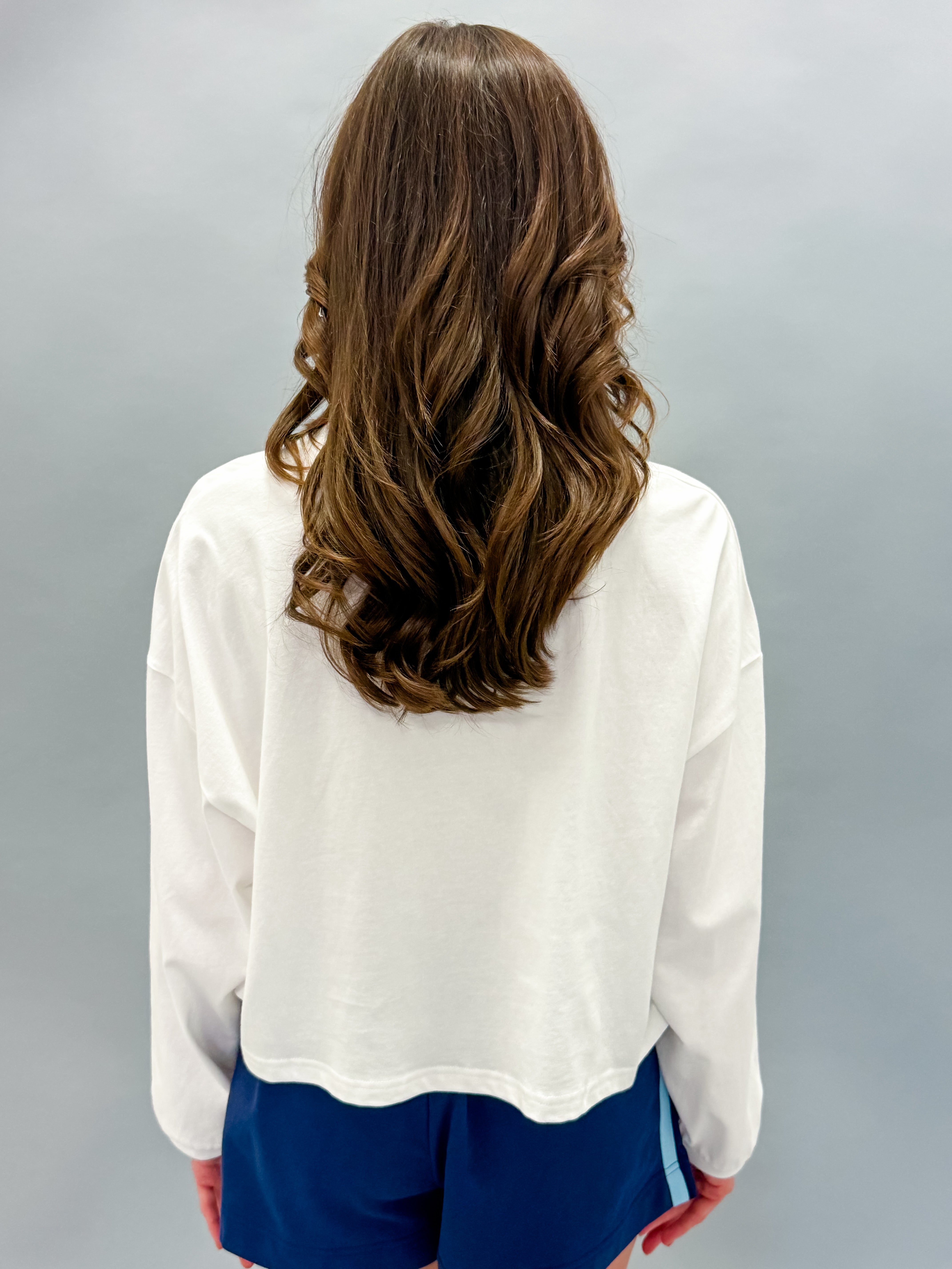 Romi Crop Long Sleeve Tee Shirt-Off White