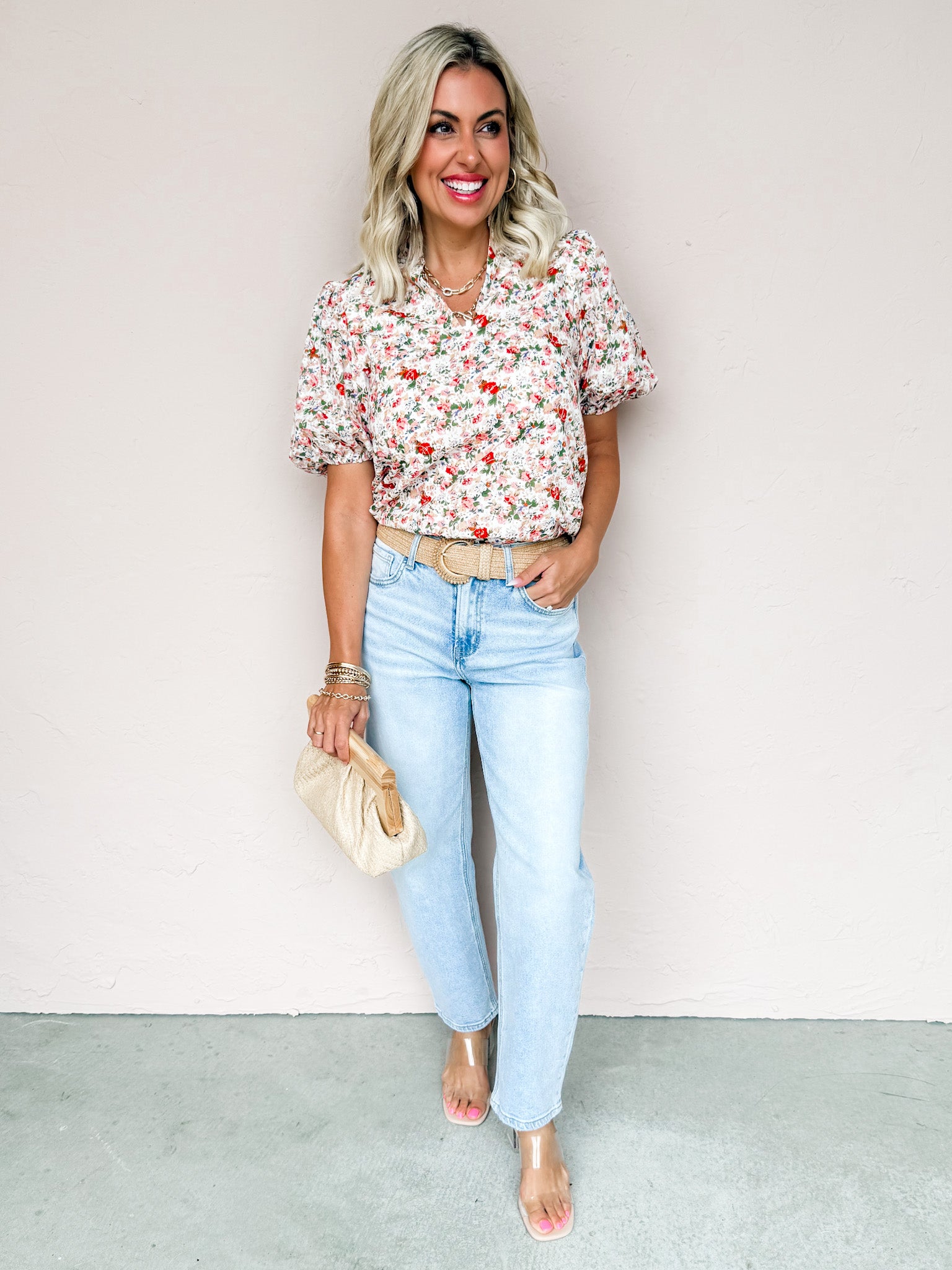 Rose Reverie Floral Puff Sleeve Top