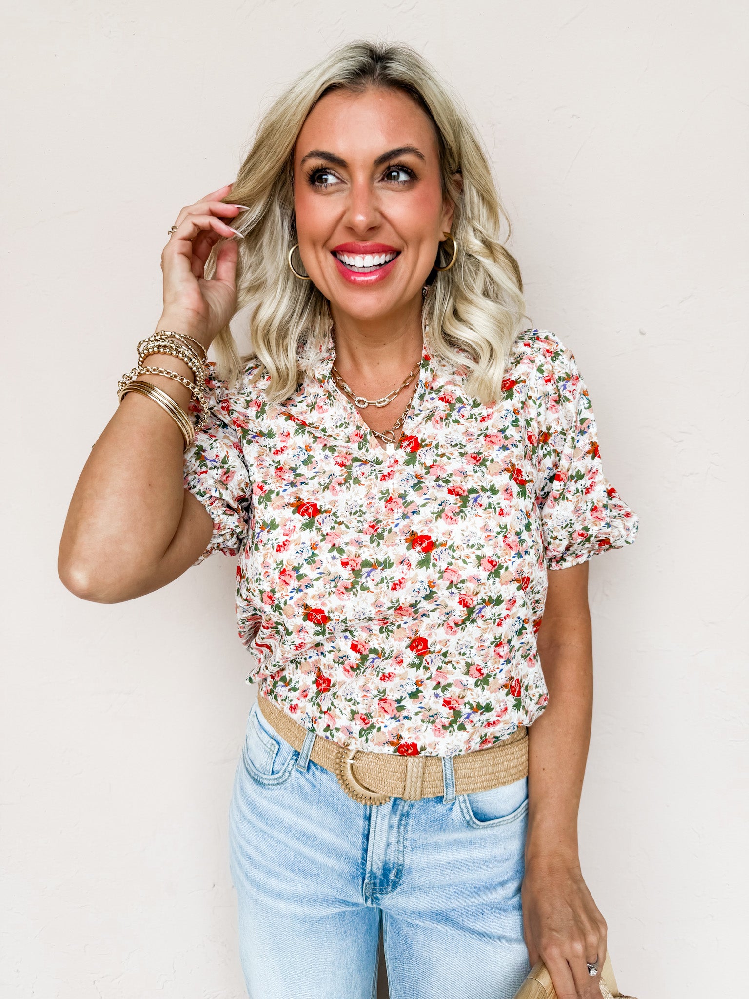 Rose Reverie Floral Puff Sleeve Top