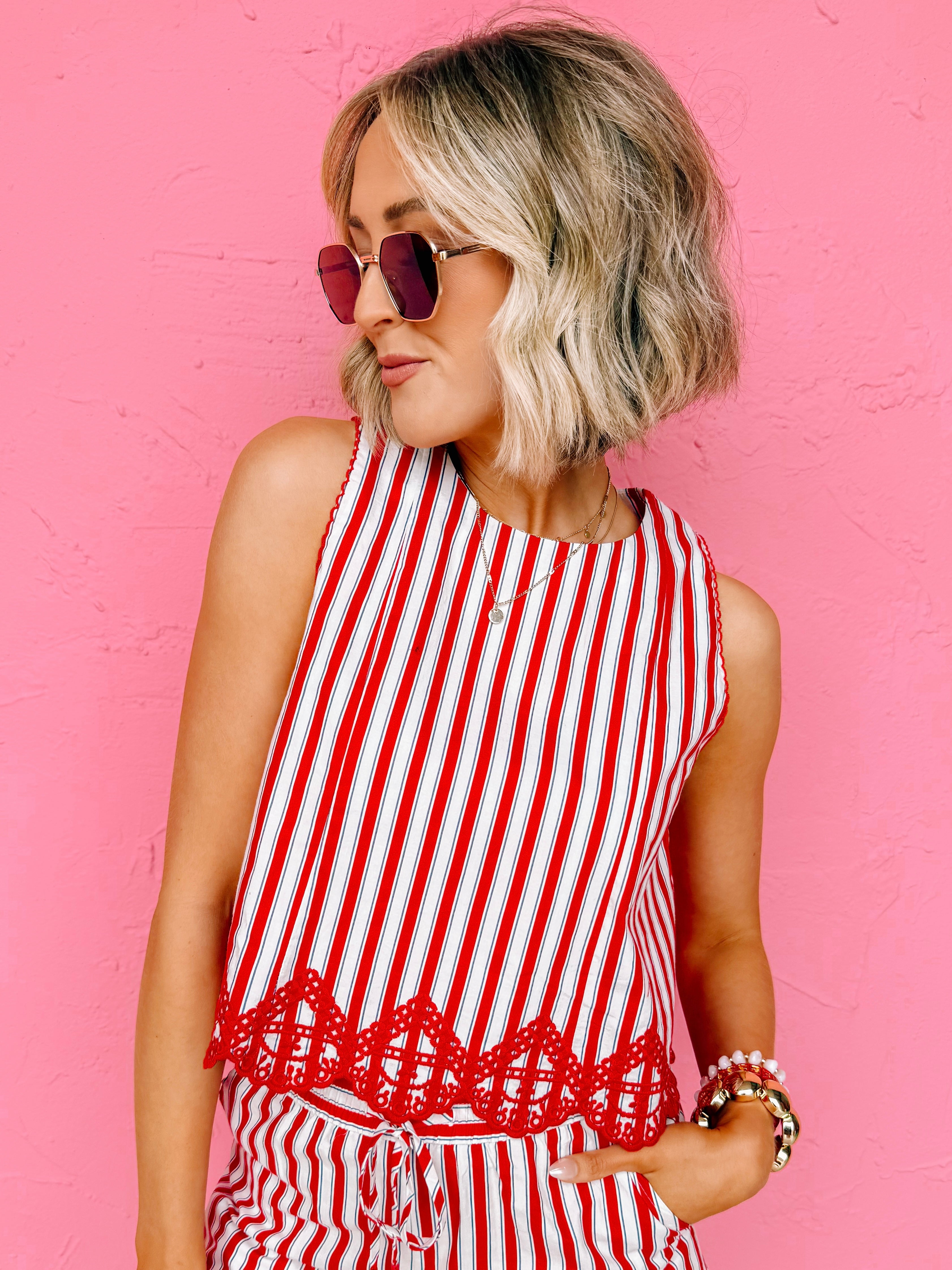 Roslynn Striped Sleeveless Top