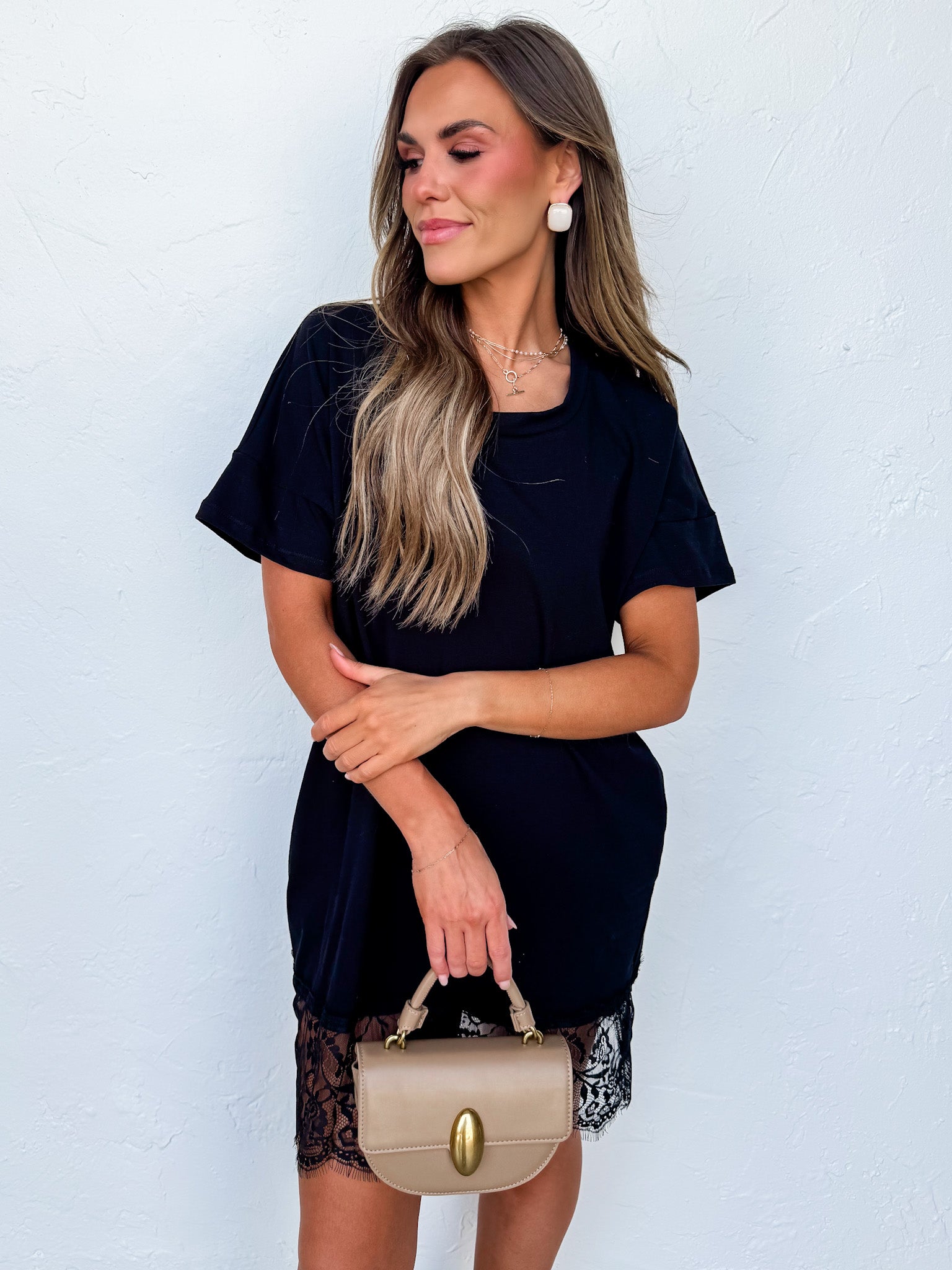 Rowan Black Lace Trim Dress - Made in USA