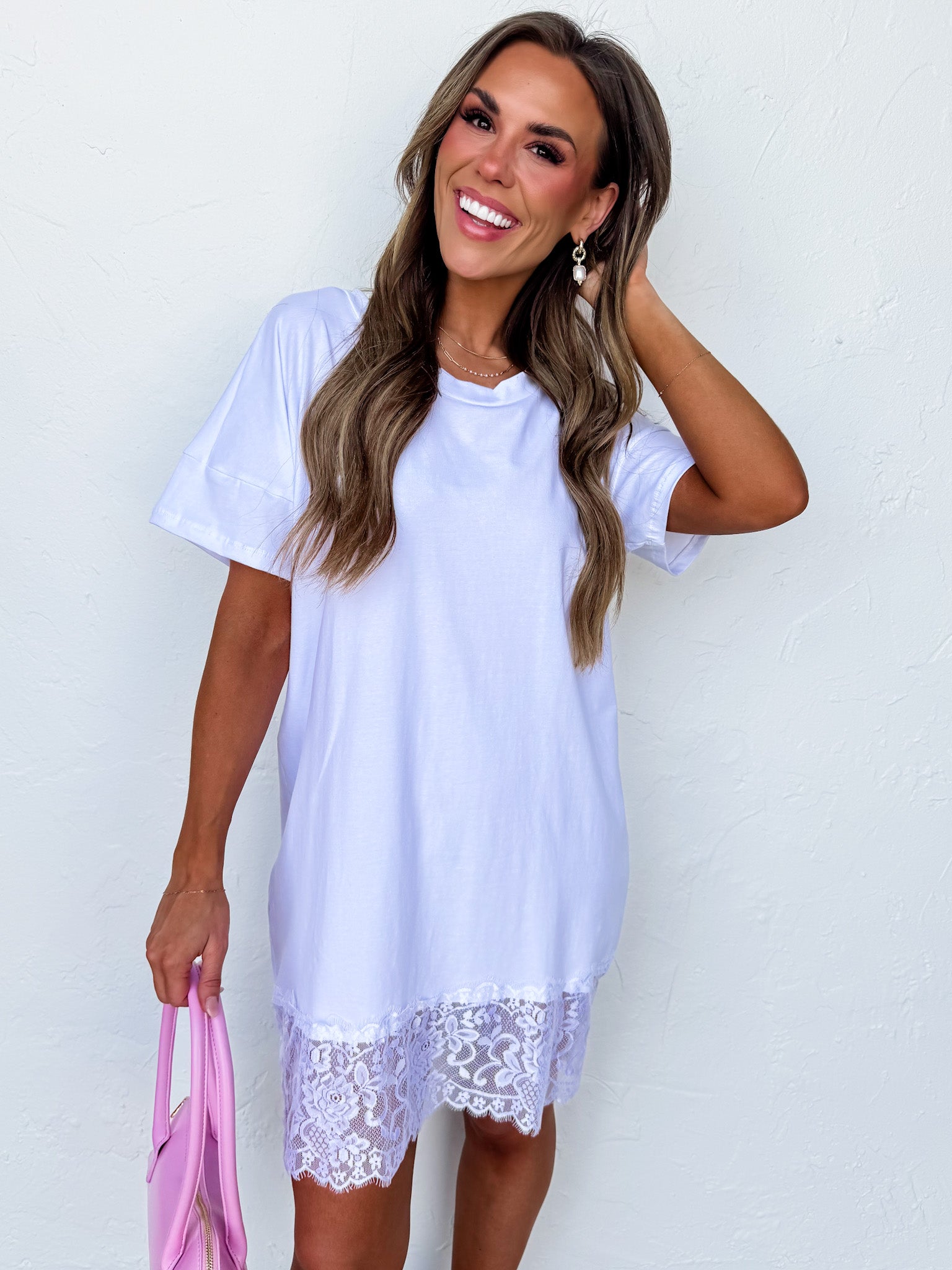 Rowan White Lace Trim Dress - Made in USA