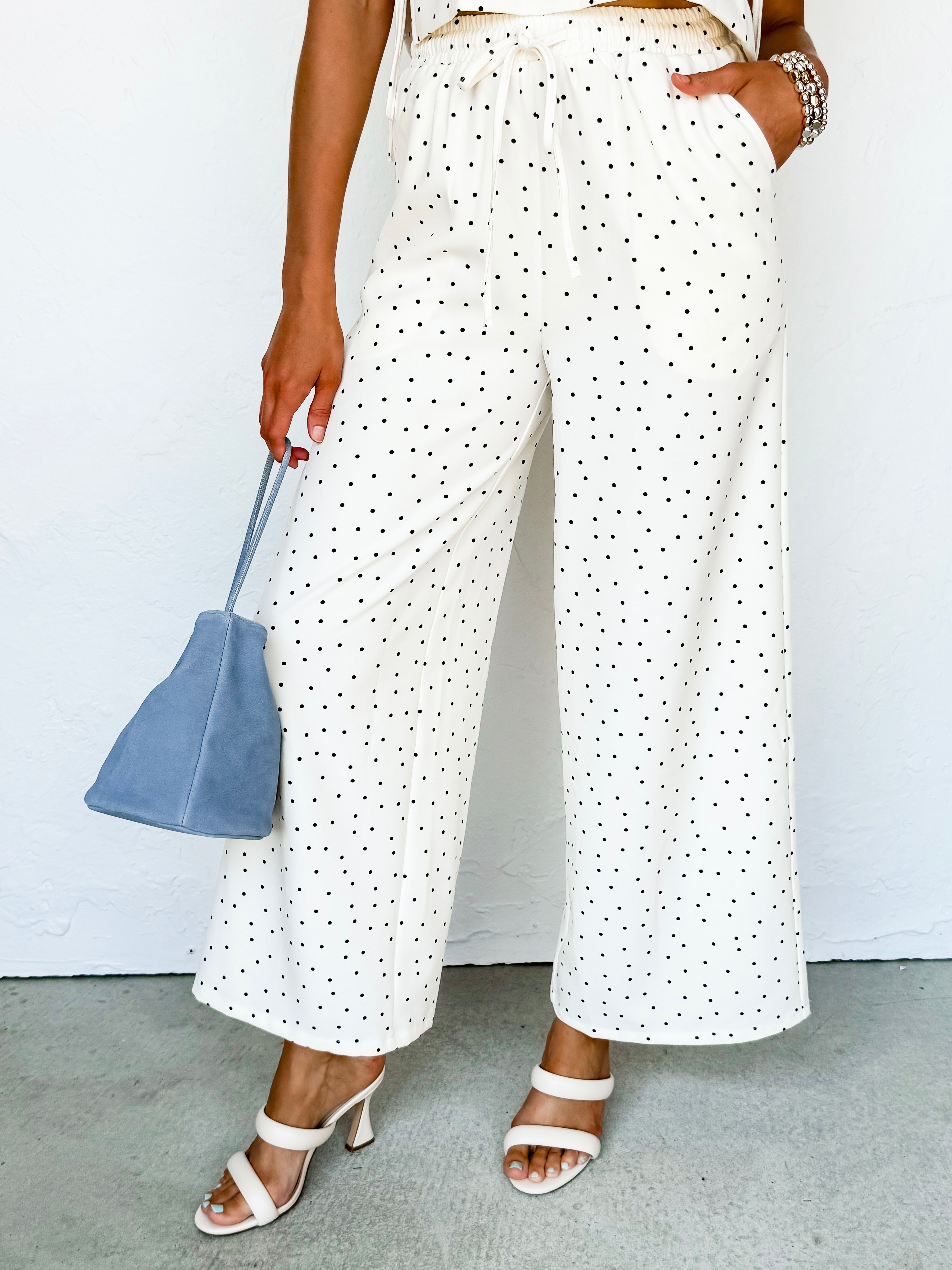Rylan Polka Dot Elastic Waist Pants