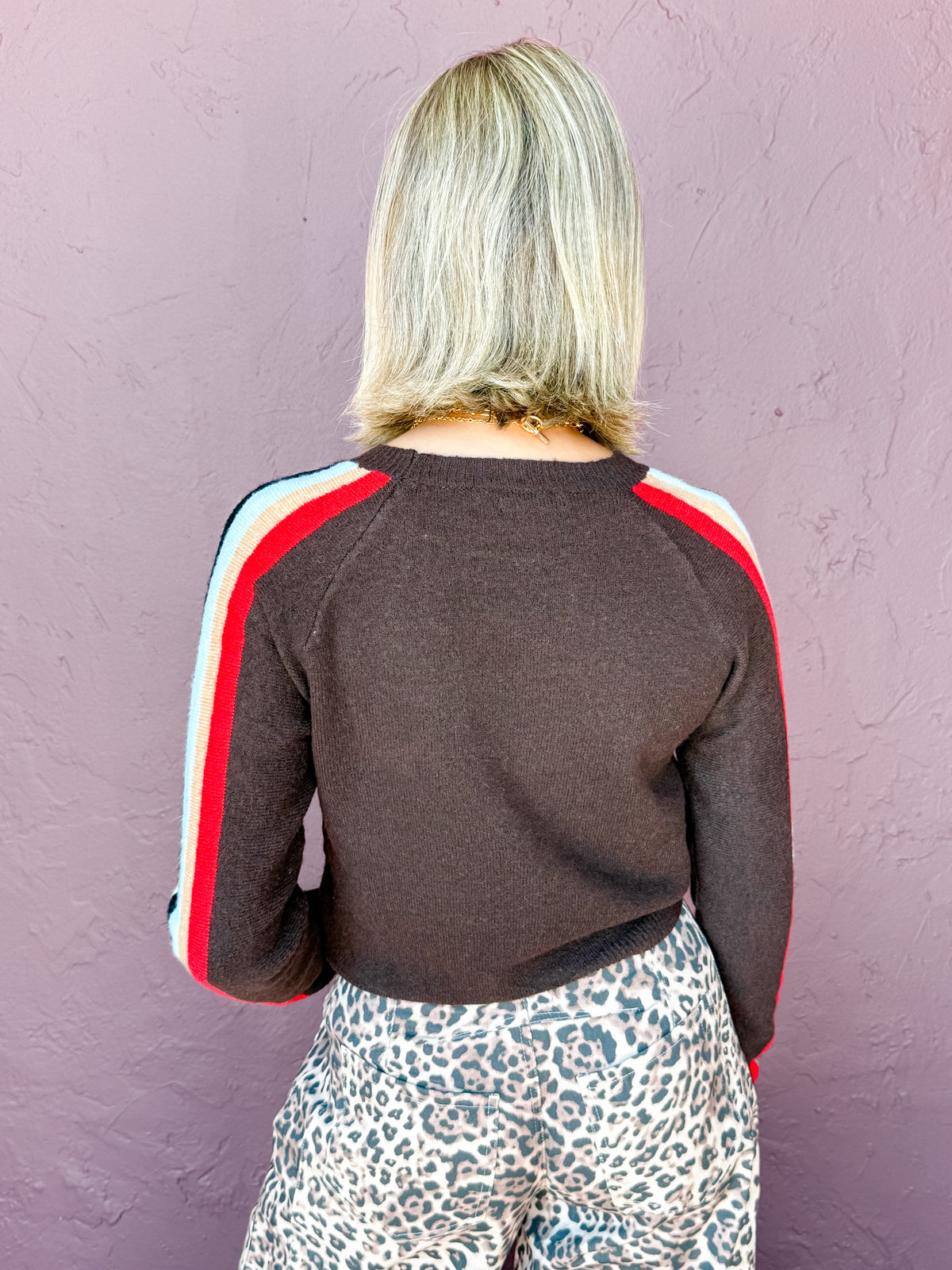 Rylee Contrast Stripe Knit Sweater