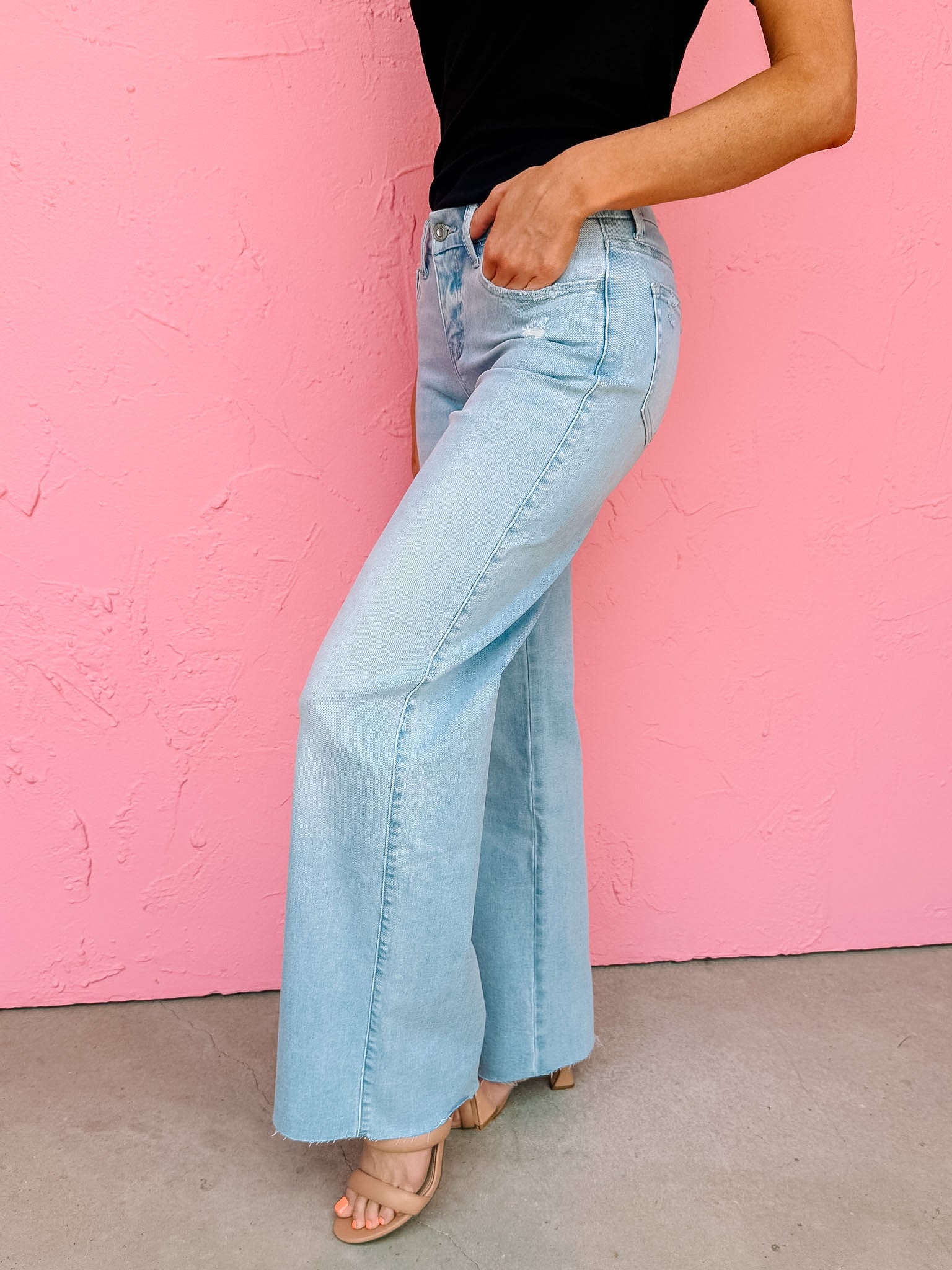 San Jose Wide Leg Jeans-Light Blue