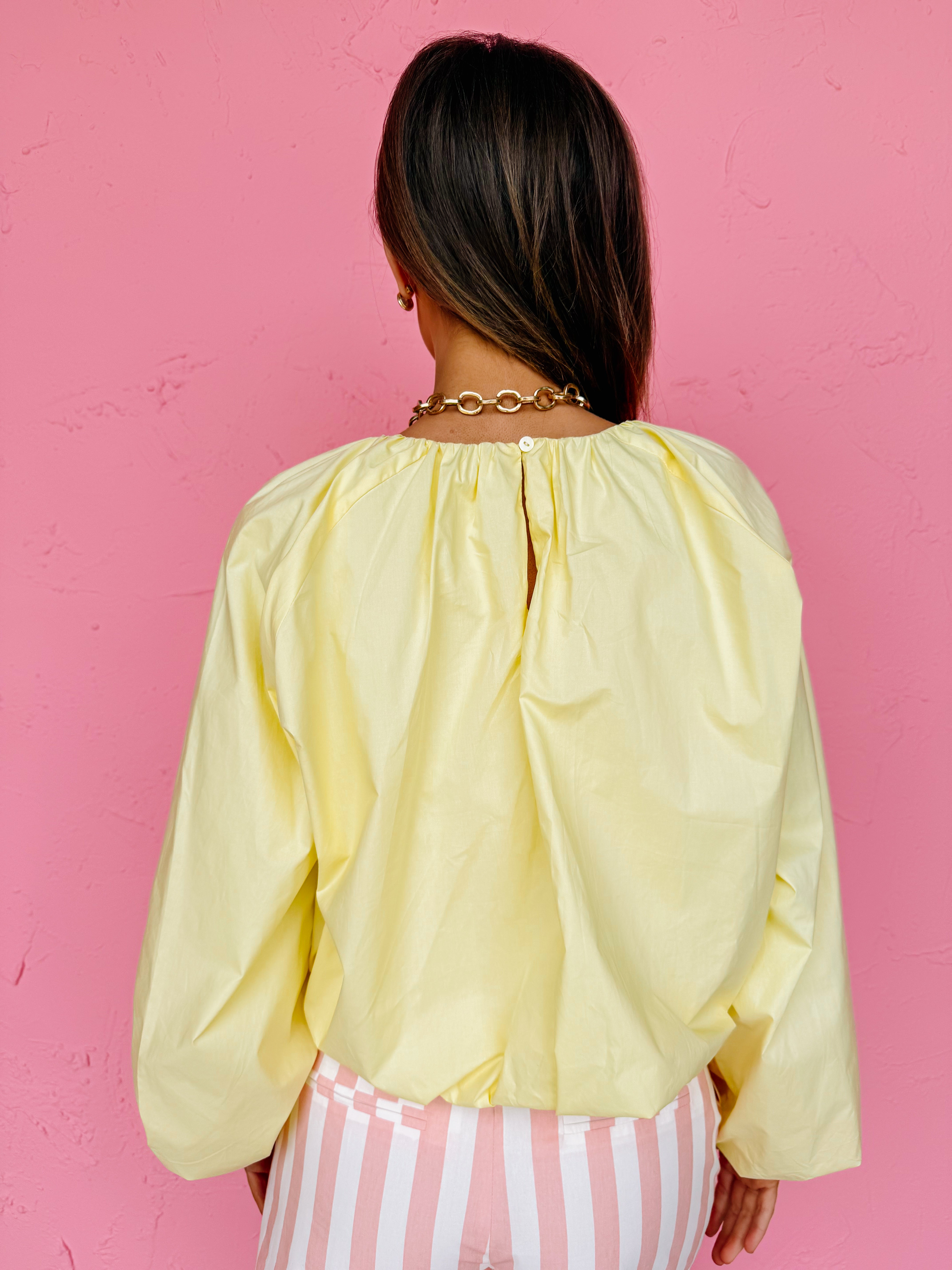 Saylor Cropped Long Sleeve Top-Yellow