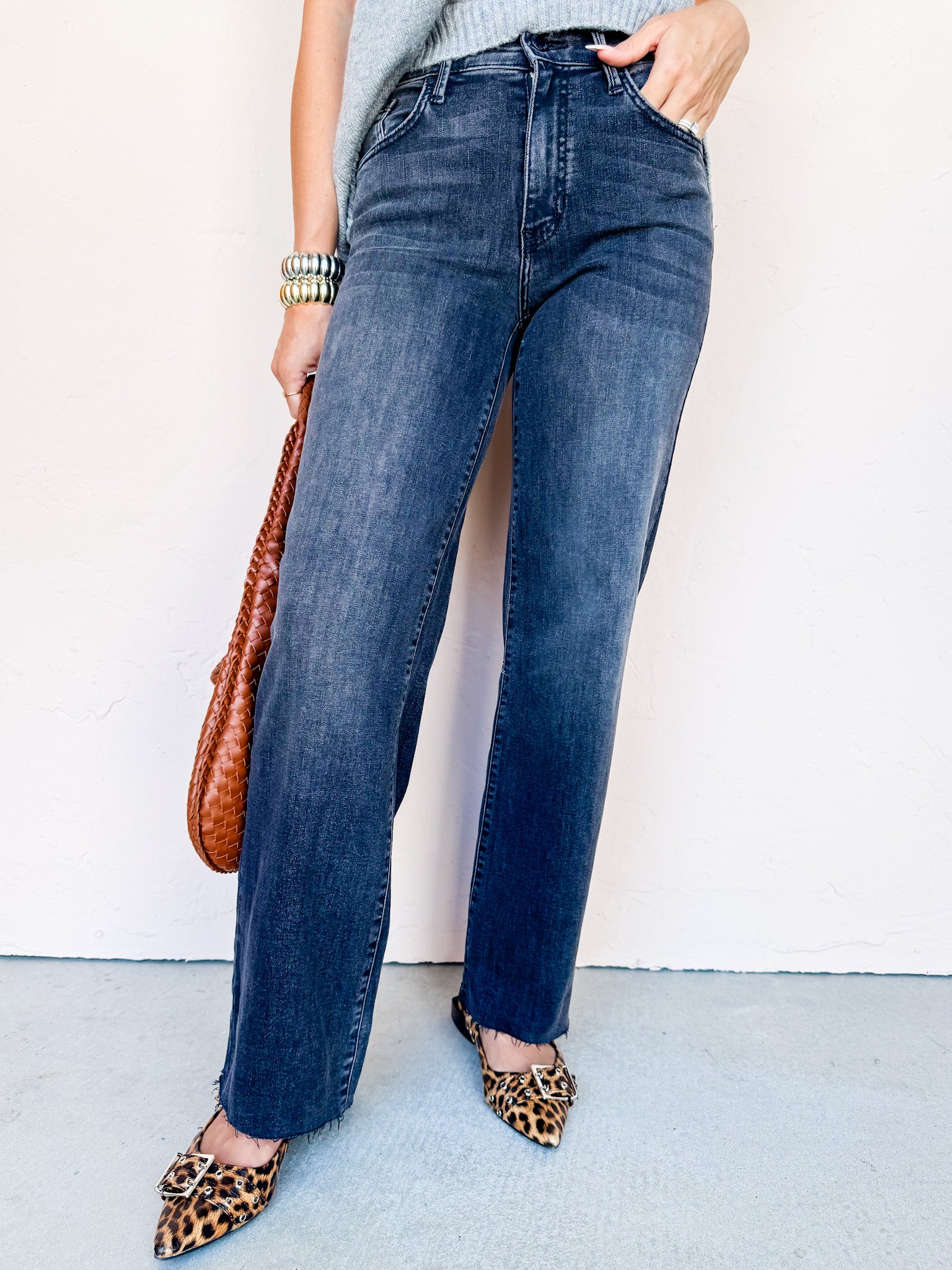 Seattle Straight High Rise Jeans-Washed Black